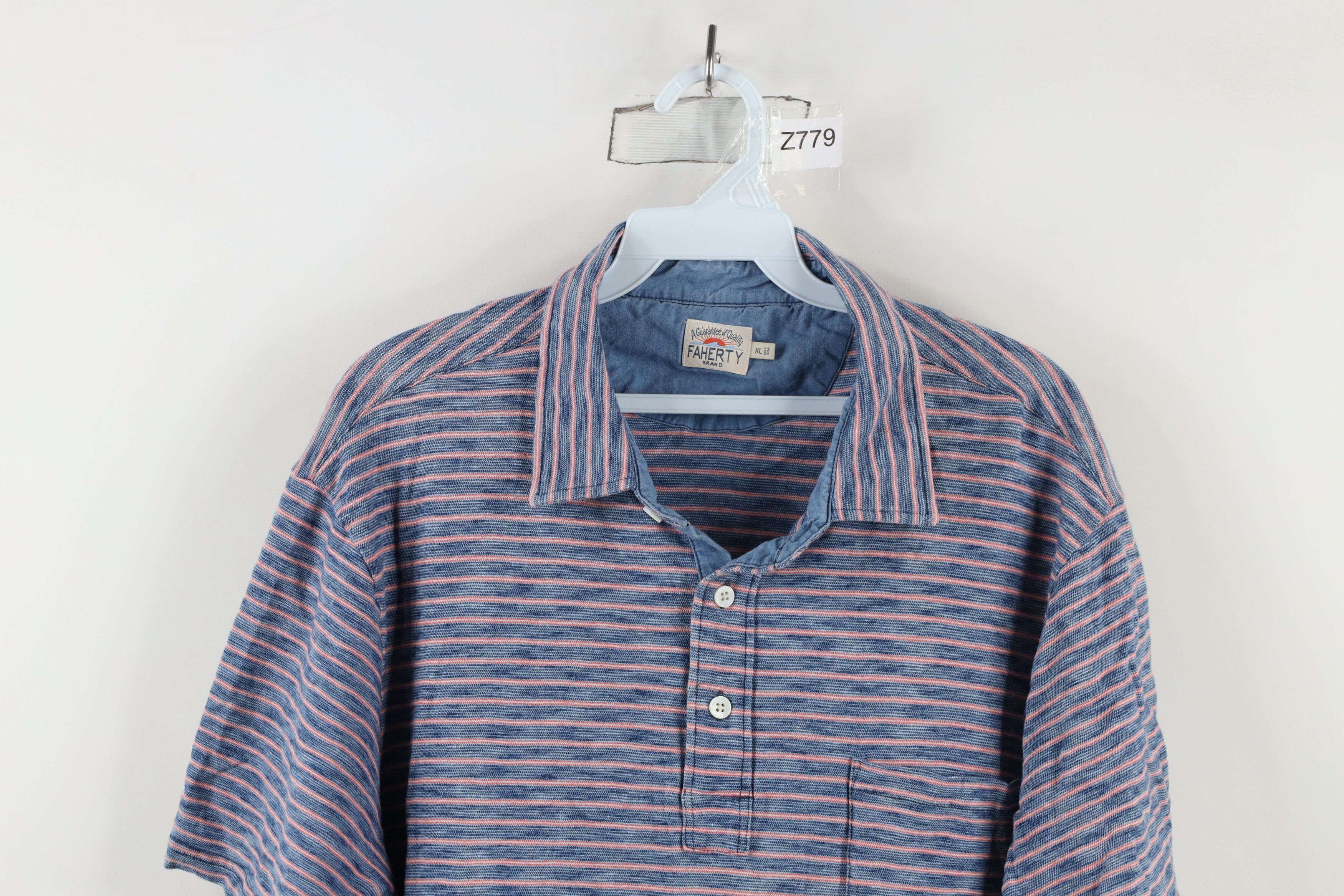 Vintage Faherty Brand Striped Jersey Knit Collared Golf Polo Shirt Size US XL / EU 56 / 4 - 2 Thumbnail