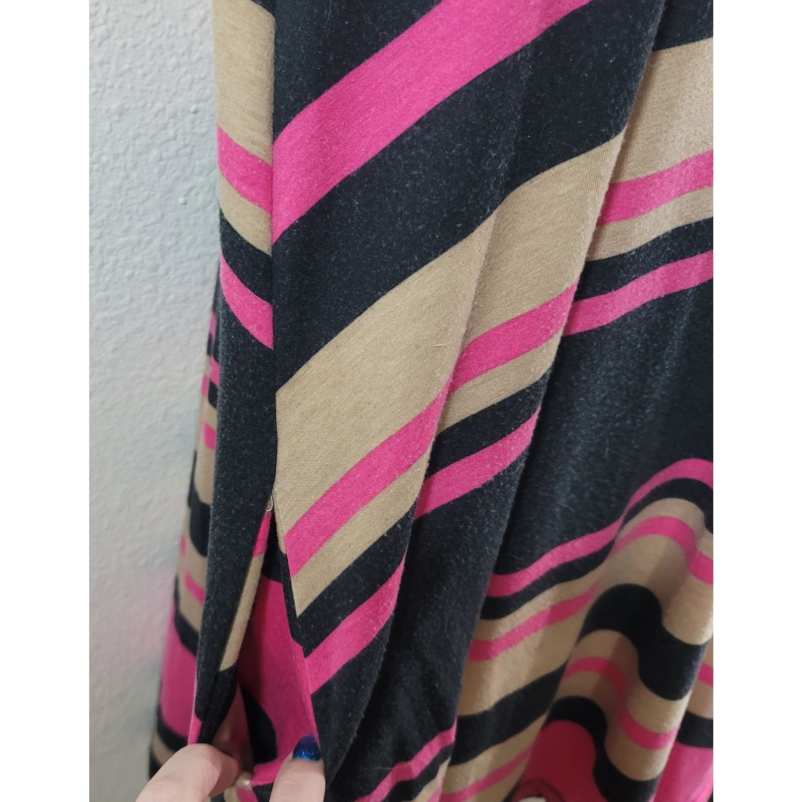 Other Demanding Black Tan Pink Striped A Line Mini Dress XL Size XL / US 12-14 / IT 48-50 - 2 Thumbnail