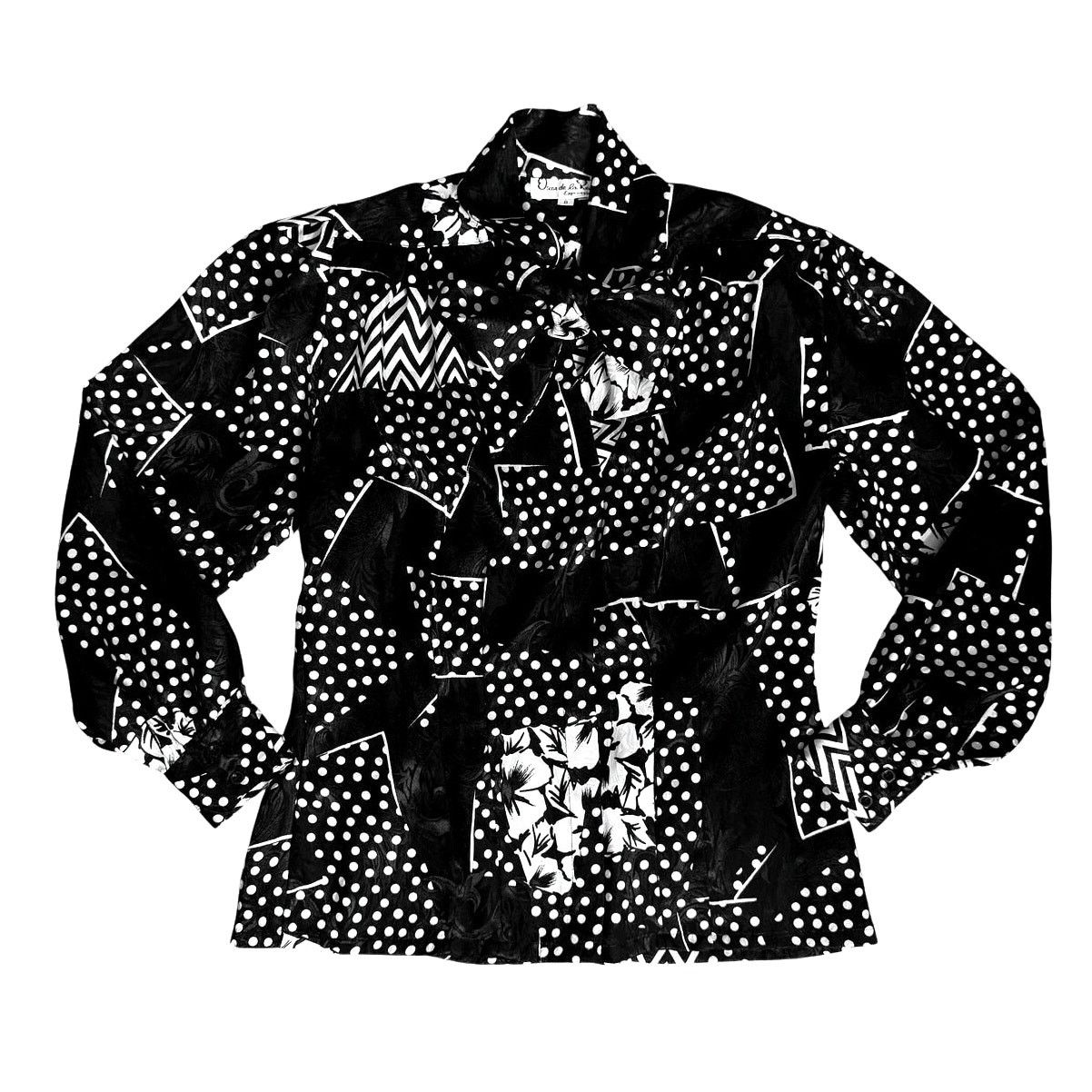 Oscar De La Renta Oscar De La Renta Expressions Black White Blouse | Size 8 Size M / US 6-8 / IT 42-44 - 1 Thumbnail