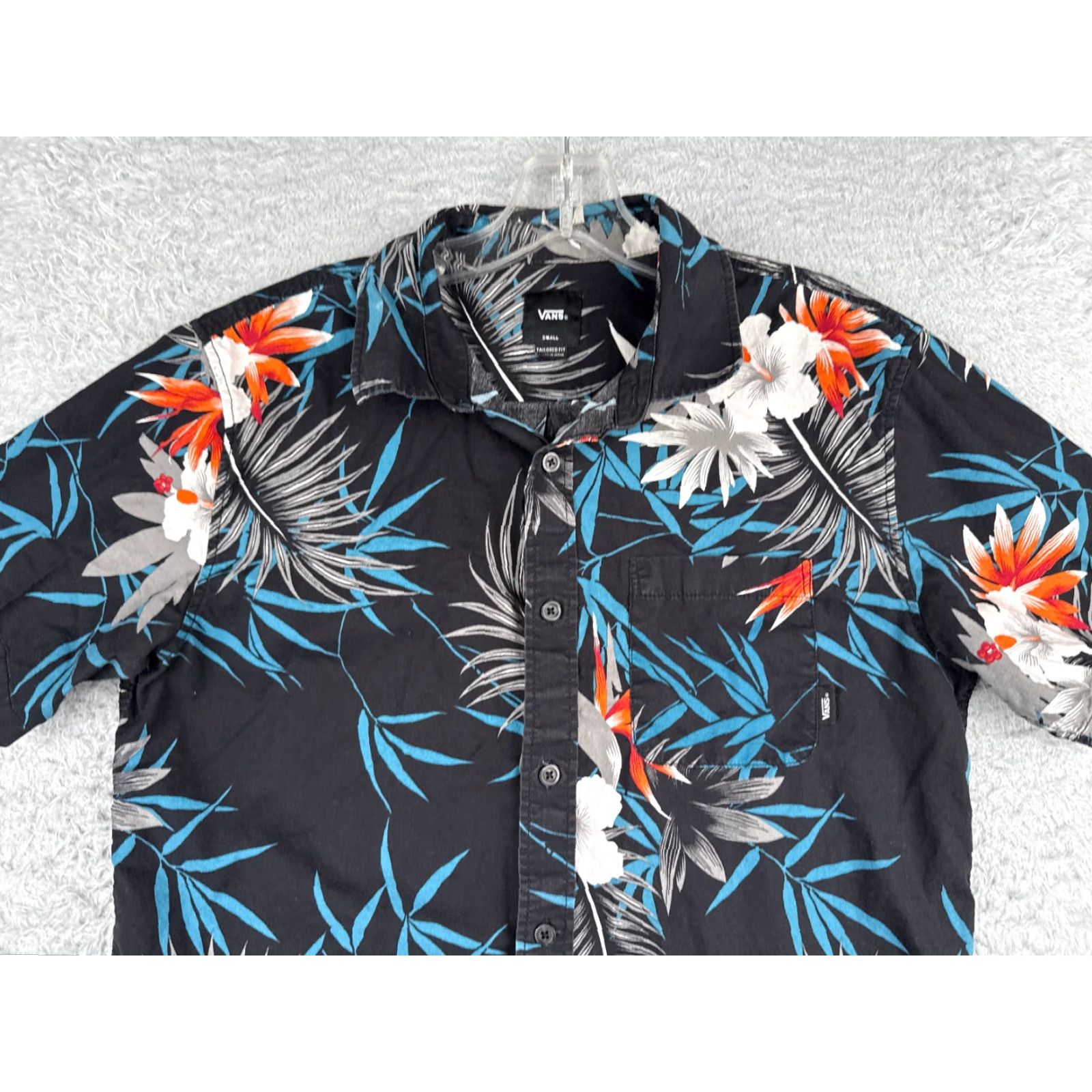 Vans VANS Shirt Men Adult Small Black Floral Leaf Hawaiian Button Up Cotton Mens Size US S / EU 44-46 / 1 - 4 Thumbnail