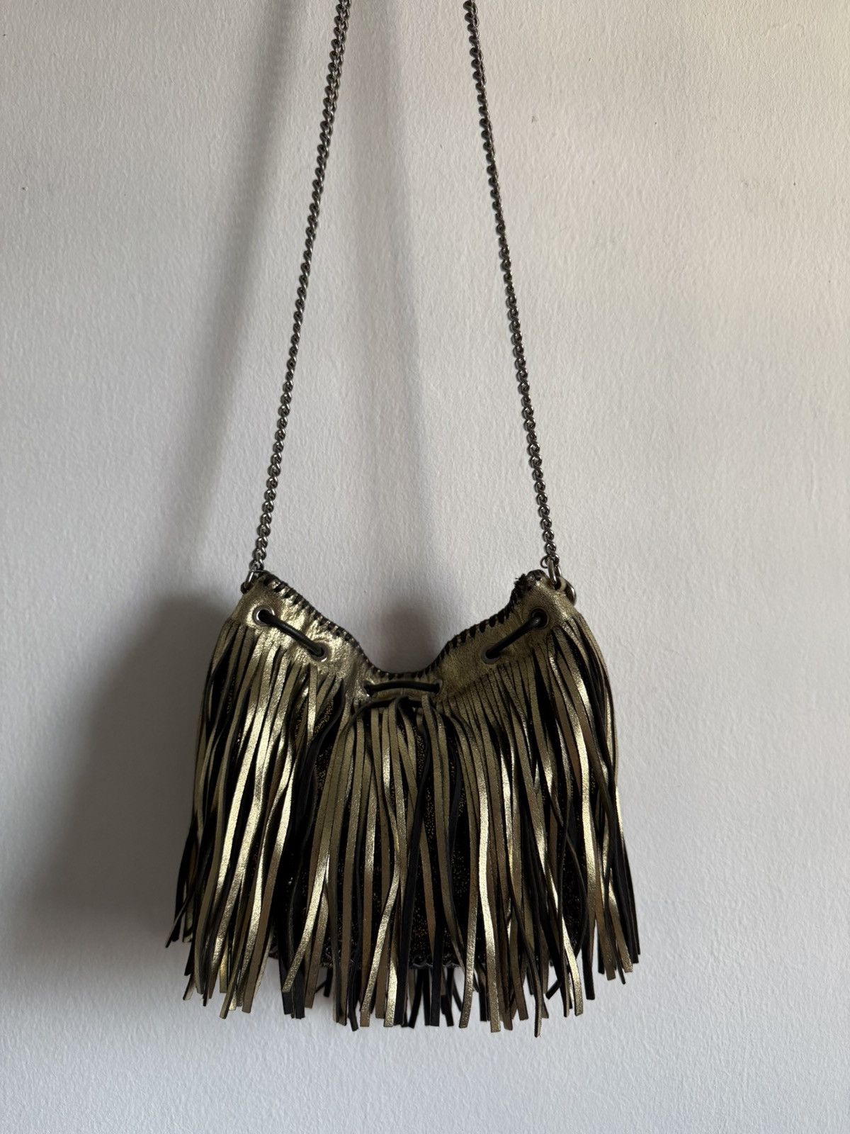 Stella McCartney Stella McCartney Gold Faux Leather Mini Fringe Falabella bag Size ONE SIZE - 7 Thumbnail