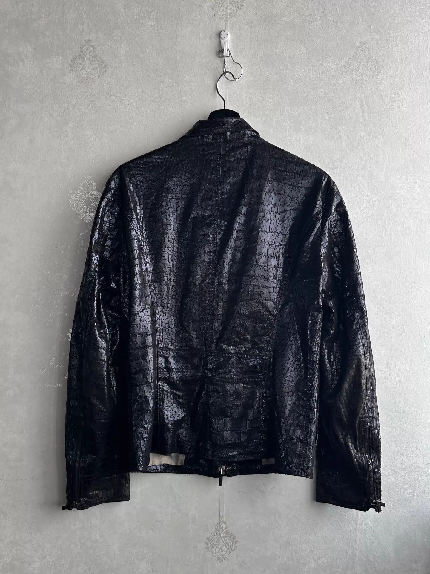 Emporio Armani EA 08AW Electric Blue Croc Embossed Jacket 46 Size US S / EU 44-46 / 1 - 2 Thumbnail
