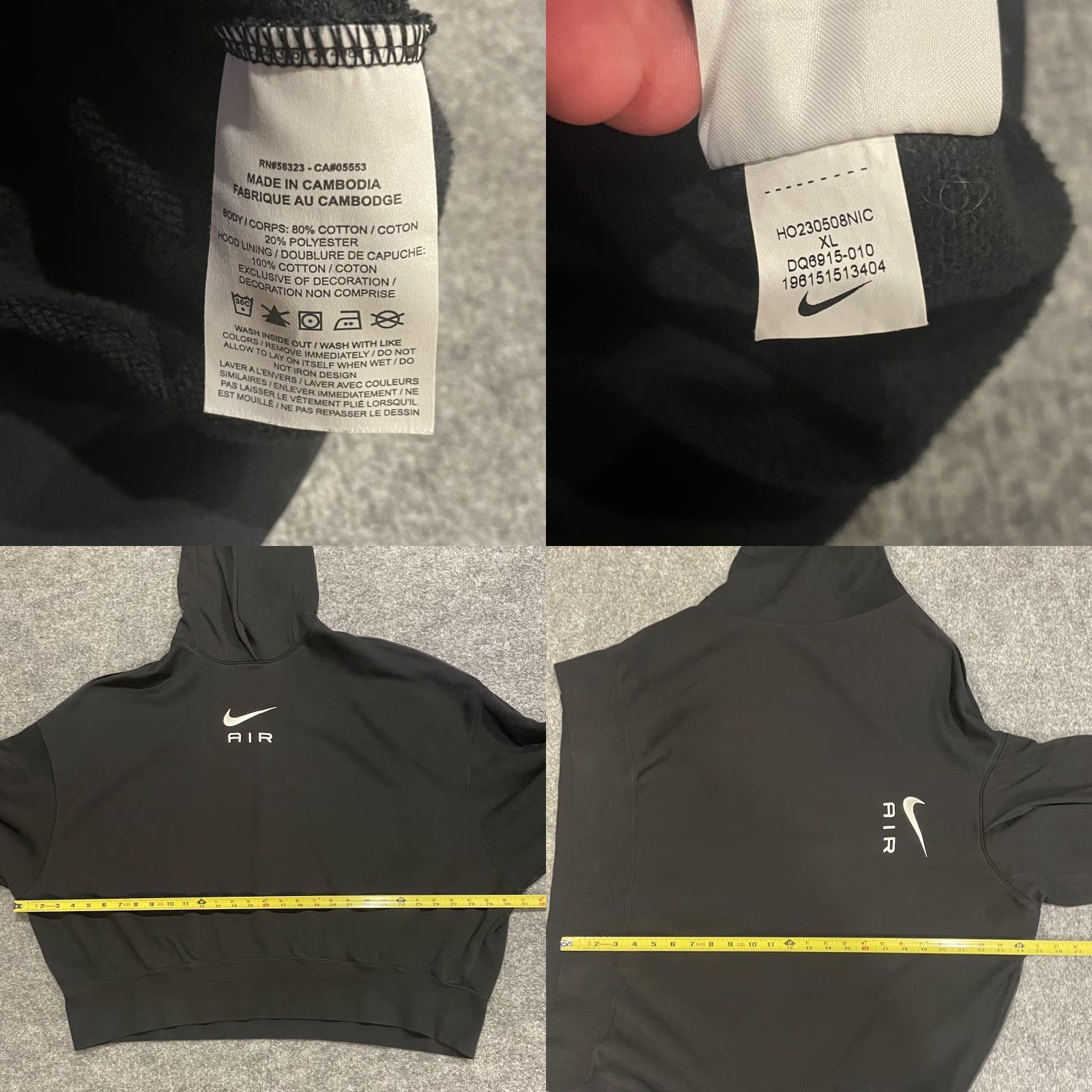 Nike VINTAGE Nike Air Fleece Oversized Hoodie Womens XL Black Swoosh Logo Sweatshirt DQ8915 Size XL / US 12-14 / IT 48-50 - 8 Thumbnail