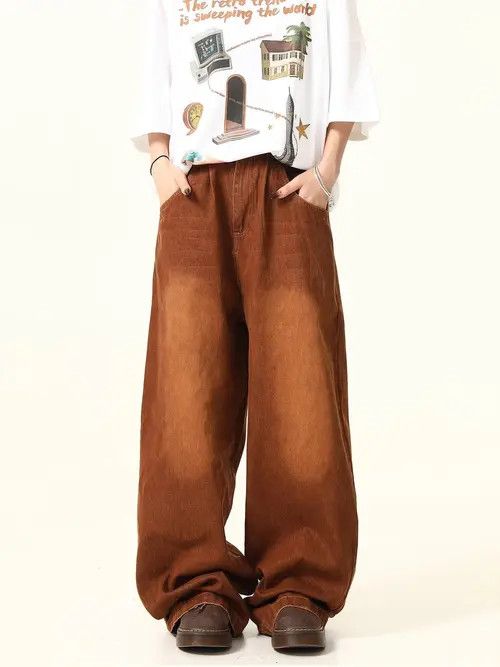 VIBE Brown Wide Leg Denim Jeans Size US 30 / EU 46 - 3 Thumbnail