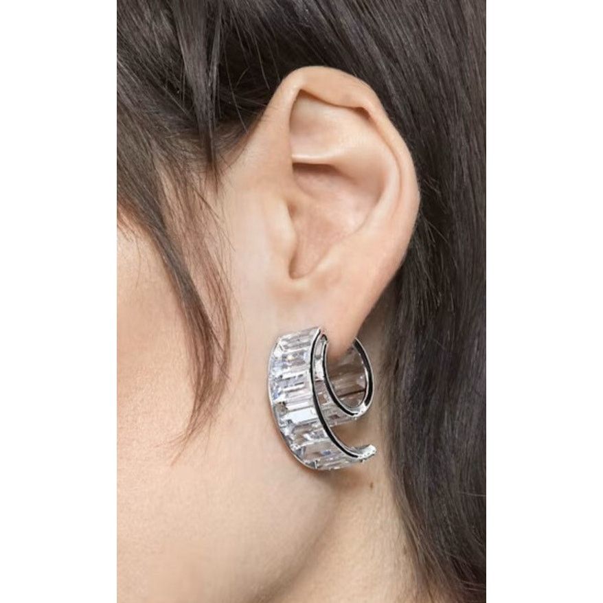 Swarovski Swarovski Matrix Hoop Earrings Baguette Cut Size ONE SIZE - 3 Thumbnail