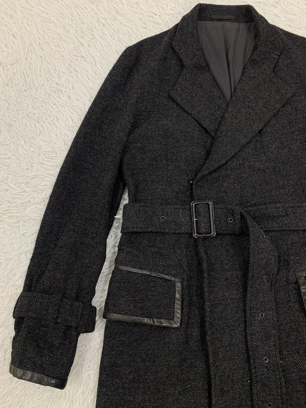 Yohji Yamamoto Vintage Y's by Yohji Yamamoto Gabardine Belted Wool Coat Size US M / EU 48-50 / 2 - 6 Thumbnail