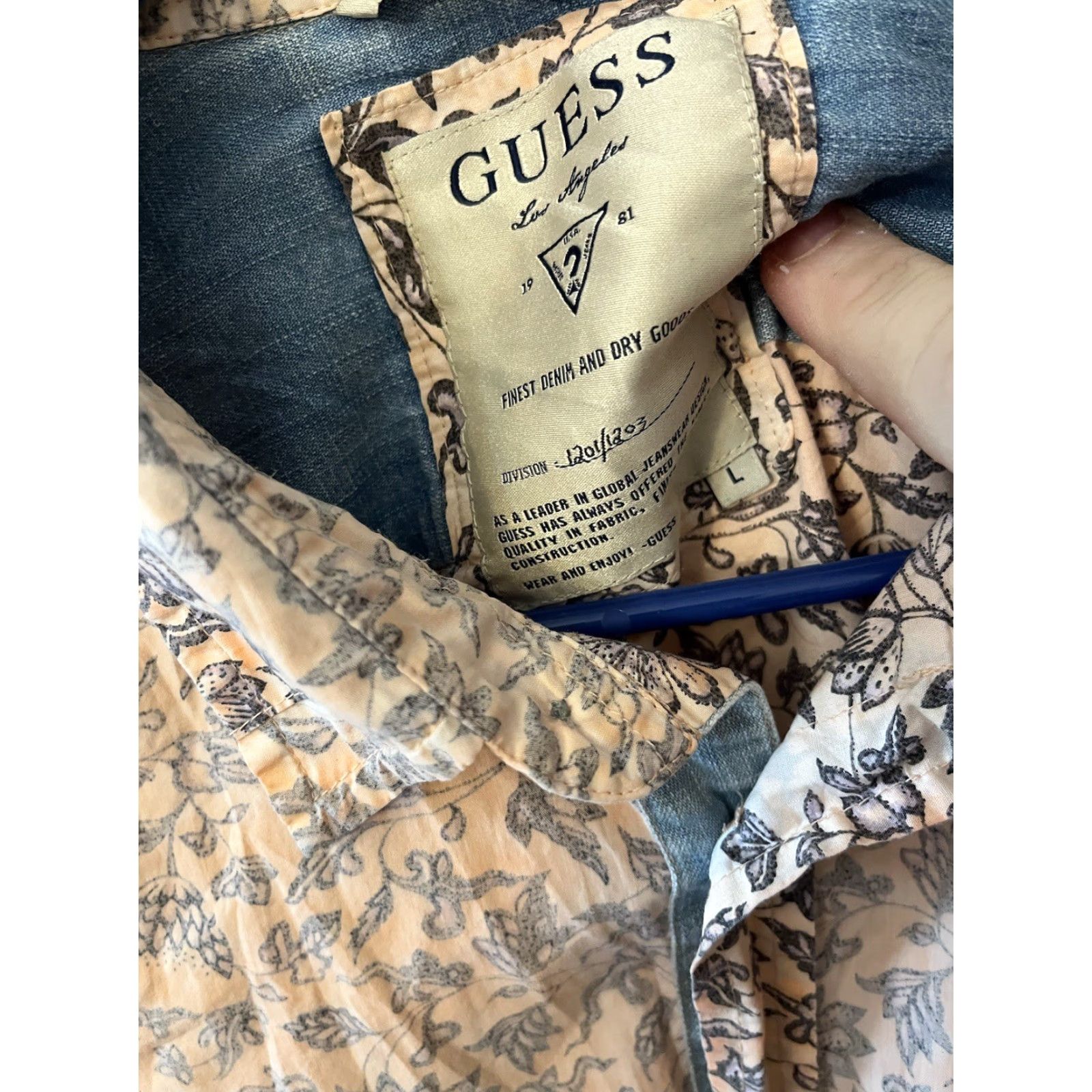 Guess Guess Shirt - Men's Size Large Orange Floral Long Sleeve Slim Fit Button Down Size US L / EU 52-54 / 3 - 3 Thumbnail