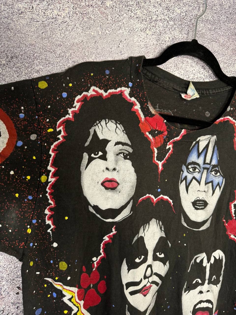 Band Tees × Hanes 1992 Vintage KISS T-Shirt Faces AOP Hanes Winterland Concert Size US L / EU 52-54 / 3 - 7 Thumbnail
