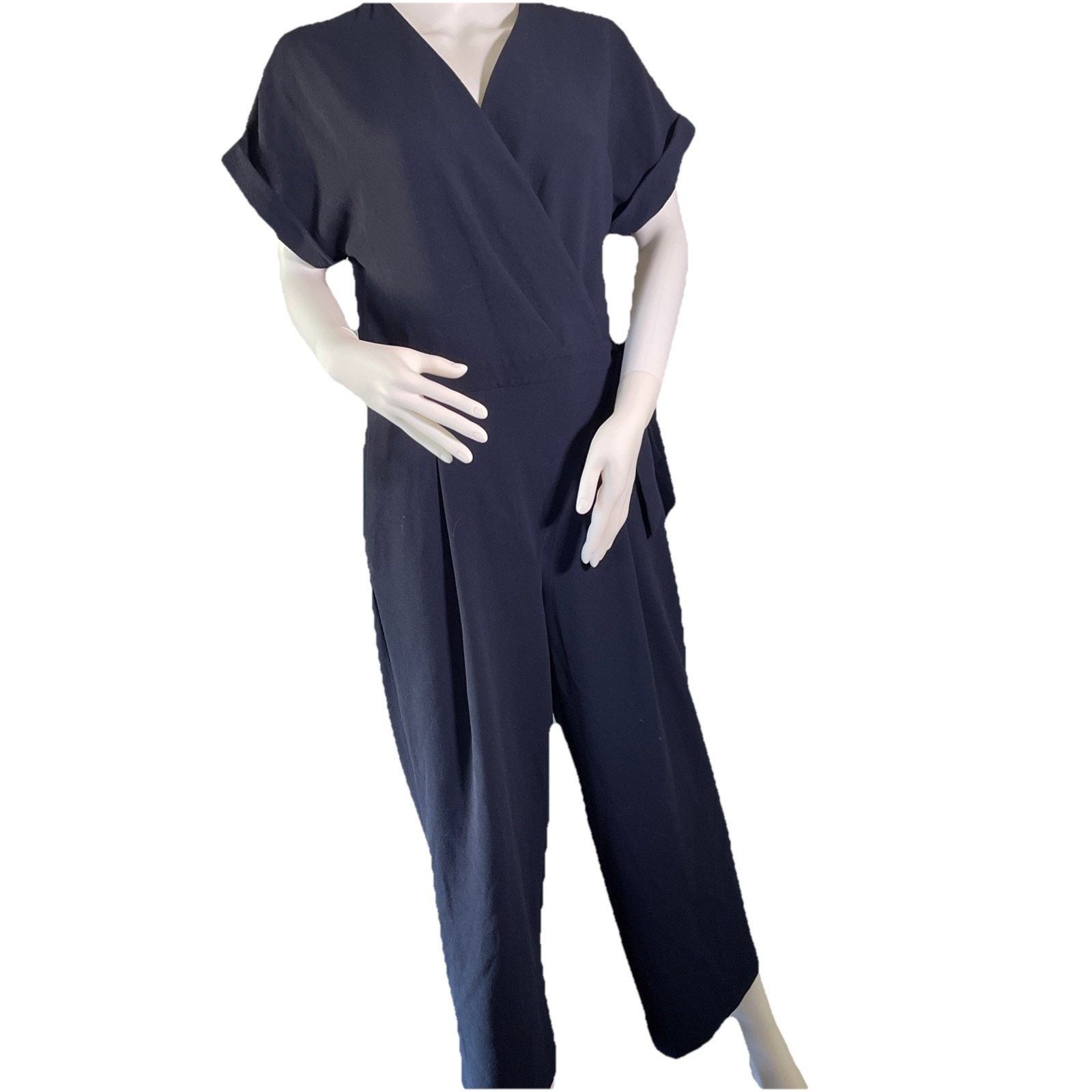 Banana Republic Women's Poplin S/s Cropped Jumpsuit 4 Navy in Blue (Size 27)
