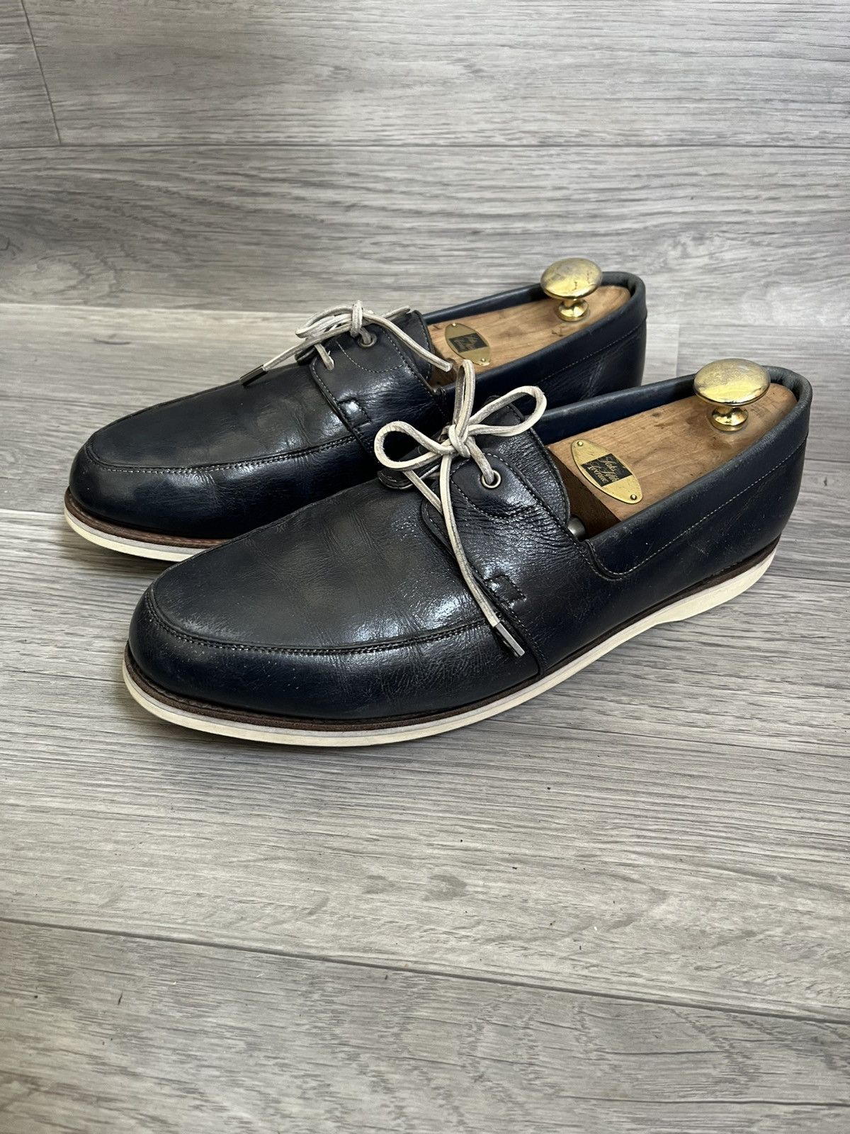 John Lobb John lobb arima blue leather moccasin loafers uk 9EE Size US 10 / EU 43 - 1 Thumbnail