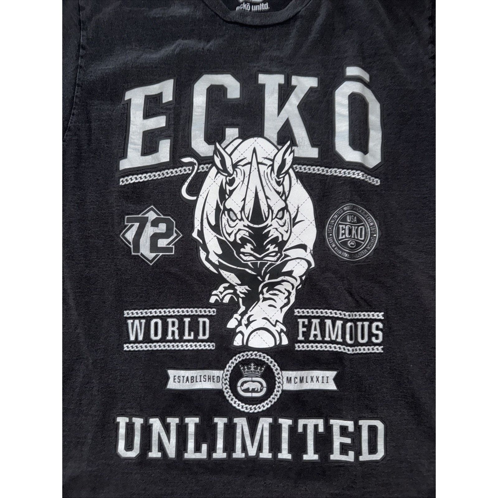 Ecko Unltd. × Vintage Ecko Unltd T-Shirt Rhino Black Large 21x28 Size US L / EU 52-54 / 3 - 2 Thumbnail