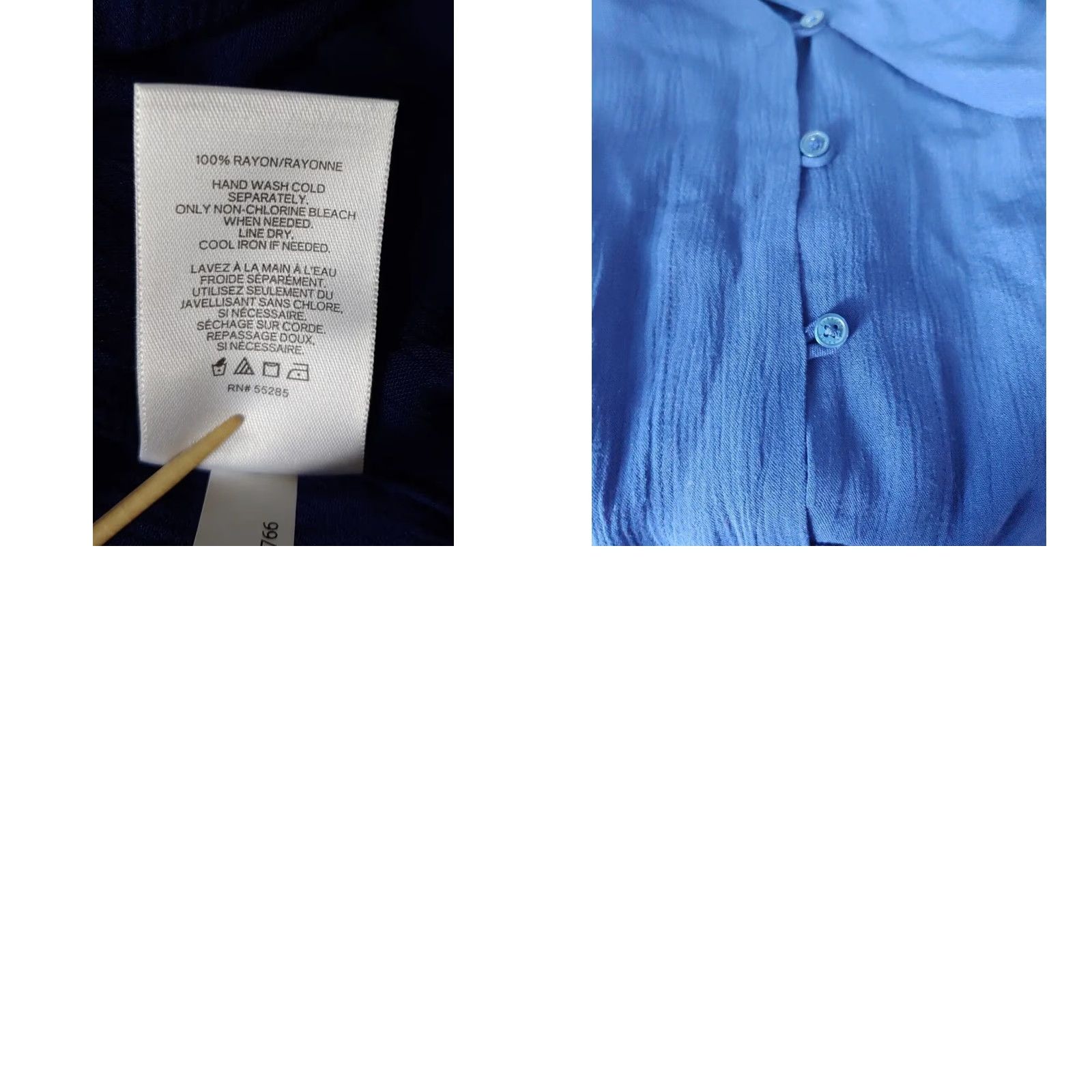Express VINTAGE: No (omit) Express Top Womens XS Navy Blue V-Neck 3/4 Sleeve Button Tie Hi Low Front Hem Size XS / US 0-2 / IT 36-38 - 8 Thumbnail