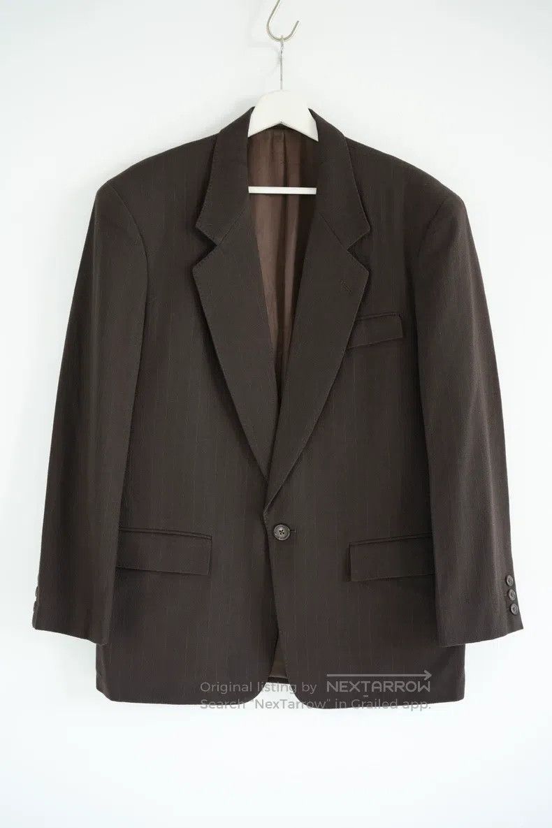 Yohji Yamamoto Yohji Yamamoto size m 90s single button brown stripe blazer Size 48R - 1 Thumbnail