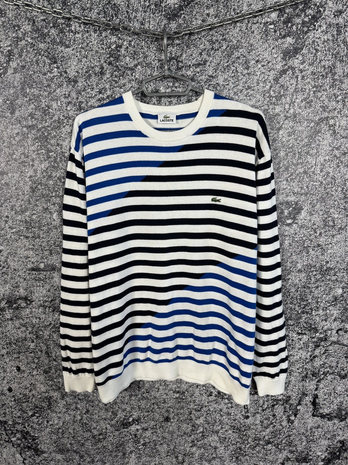 Lacoste Men’s Lacoste Crewneck Striped Sweater Pullover Size 7 (XXL) Size US XXL / EU 58 / 5 - 1 Thumbnail