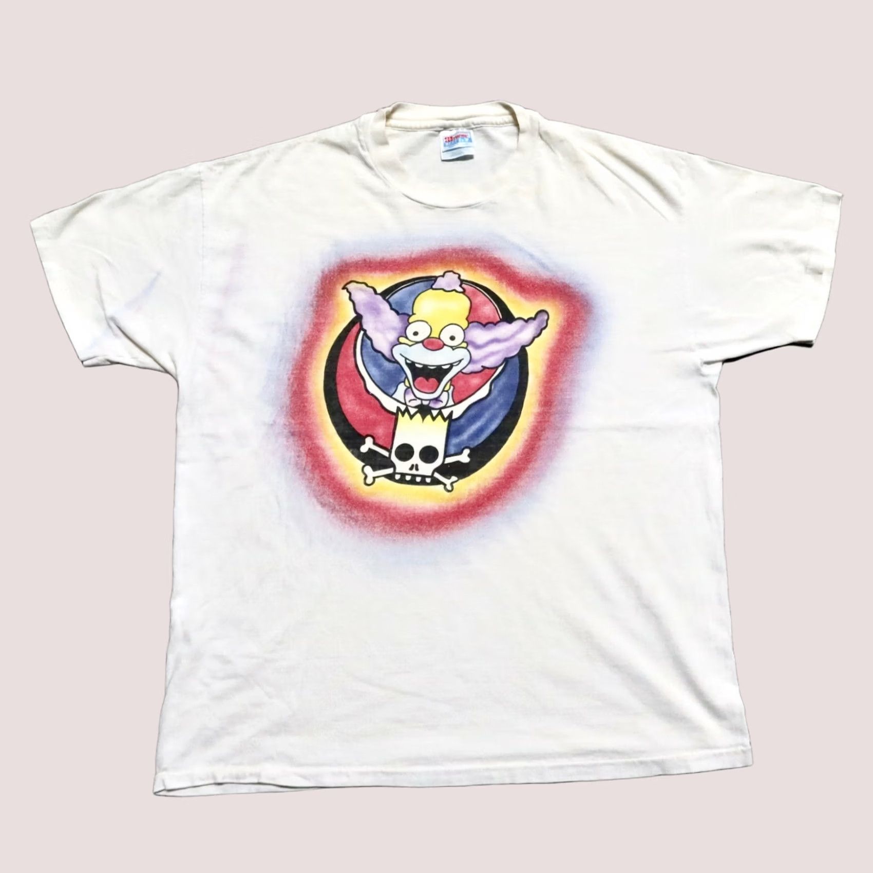 Hanes Vintage Krusty The Clown Simpsons Shirt XL Men White Hanes T-Shirt 90s Made in USA Size US XL / EU 56 / 4 - 1 Thumbnail