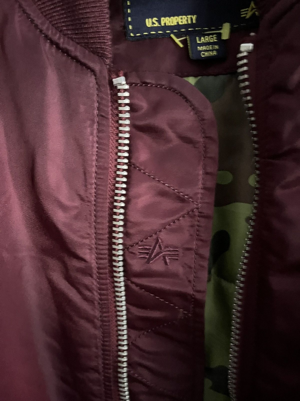 Alpha Industries Alpha Industries Reversible Burgundy/Camo Bomber Jacket Size US L / EU 52-54 / 3 - 5 Thumbnail