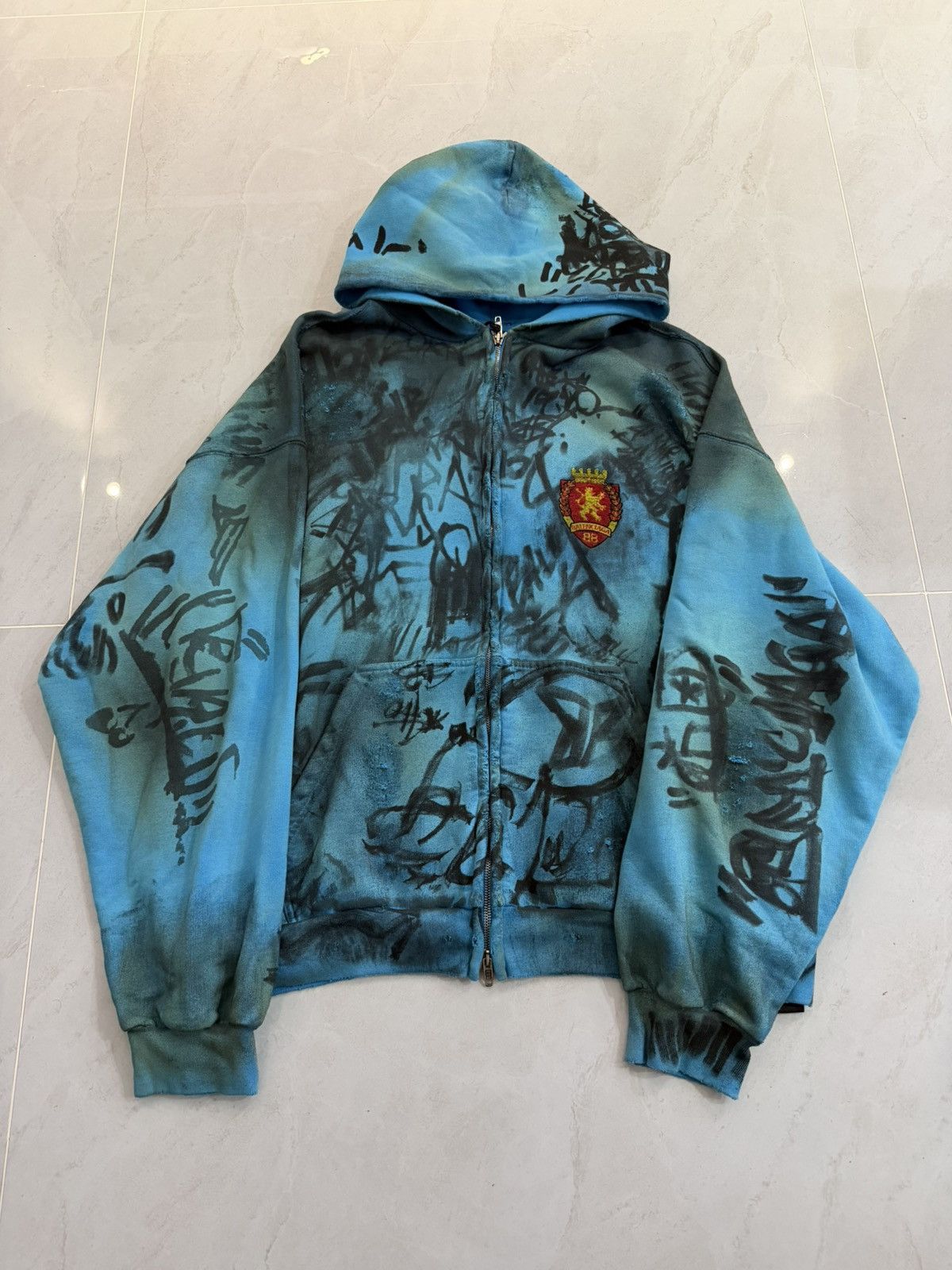 Balenciaga Balenciaga SS23 Blue Skate Graffiti Zip Hoodie Sz.S Size US S / EU 44-46 / 1 - 2 Thumbnail