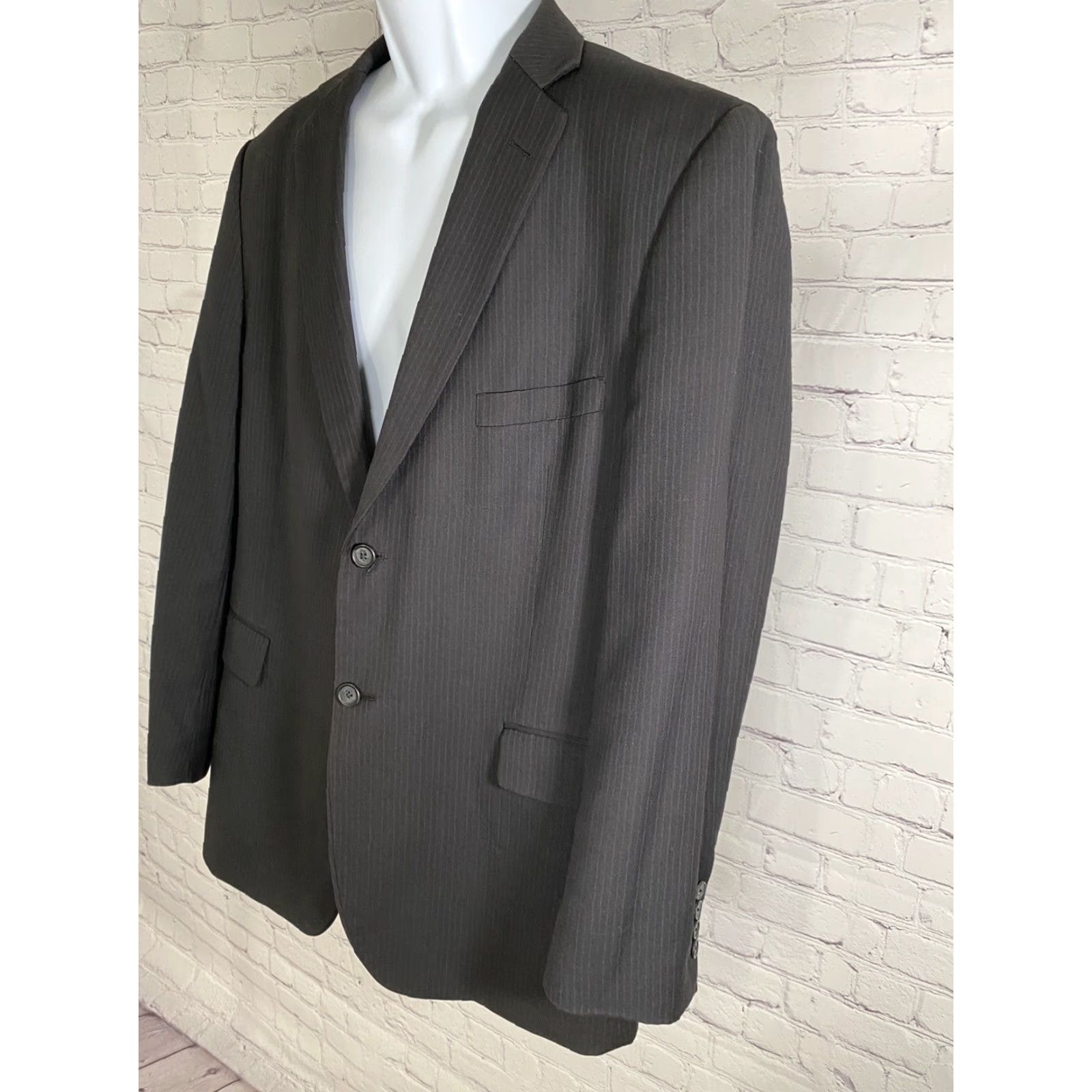 Doublet Wilke Rodriguez Blazer 44R Black Pinstripe Double Vented Two Button Size 44R - 3 Thumbnail