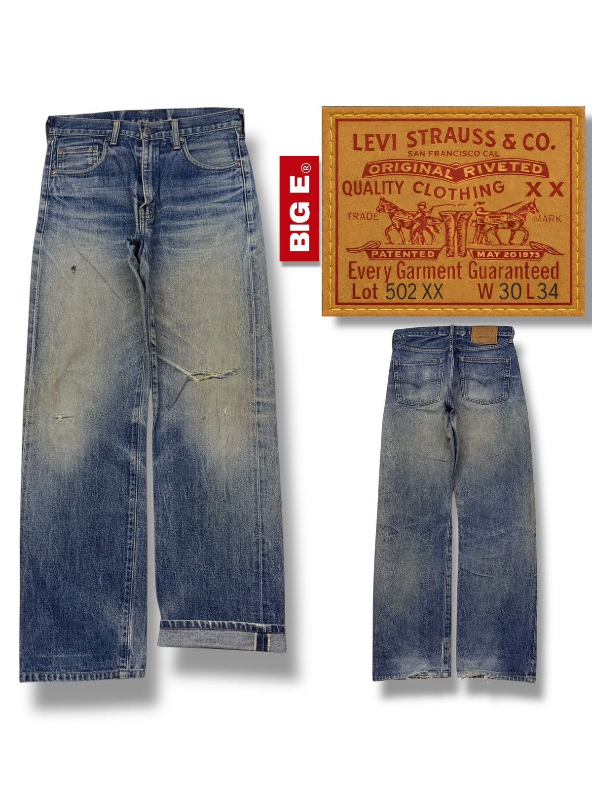 Levi's Vintage Clothing Vintage 90s Levi’s 502-XX Big E Talon Japan Selvedge Denim Size US 30 / EU 46 - 1 Thumbnail