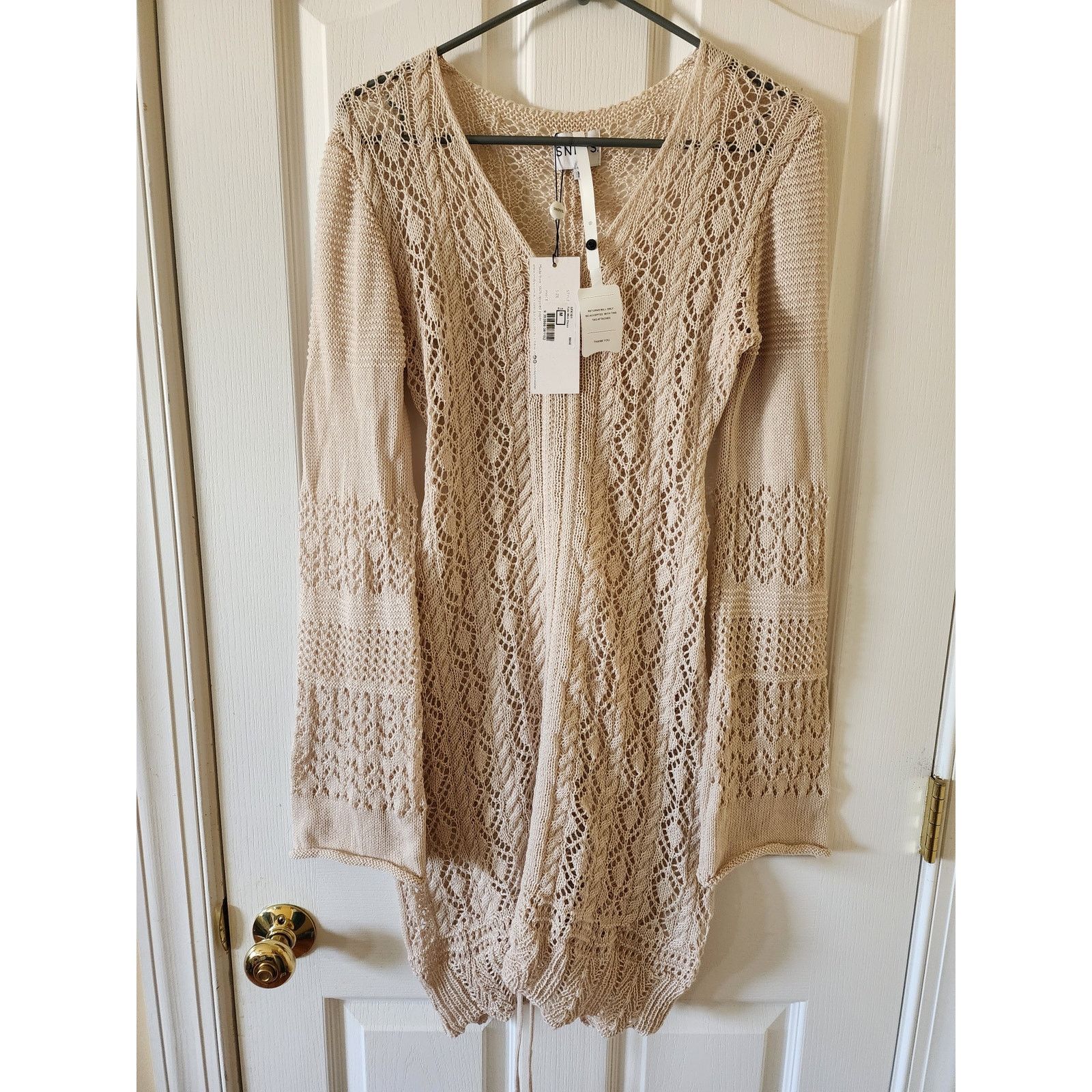 Other SNDYS Fate Mini Dress M NWT Beige Crochet Open Knit Boho Size M / US 6-8 / IT 42-44 - 1 Thumbnail
