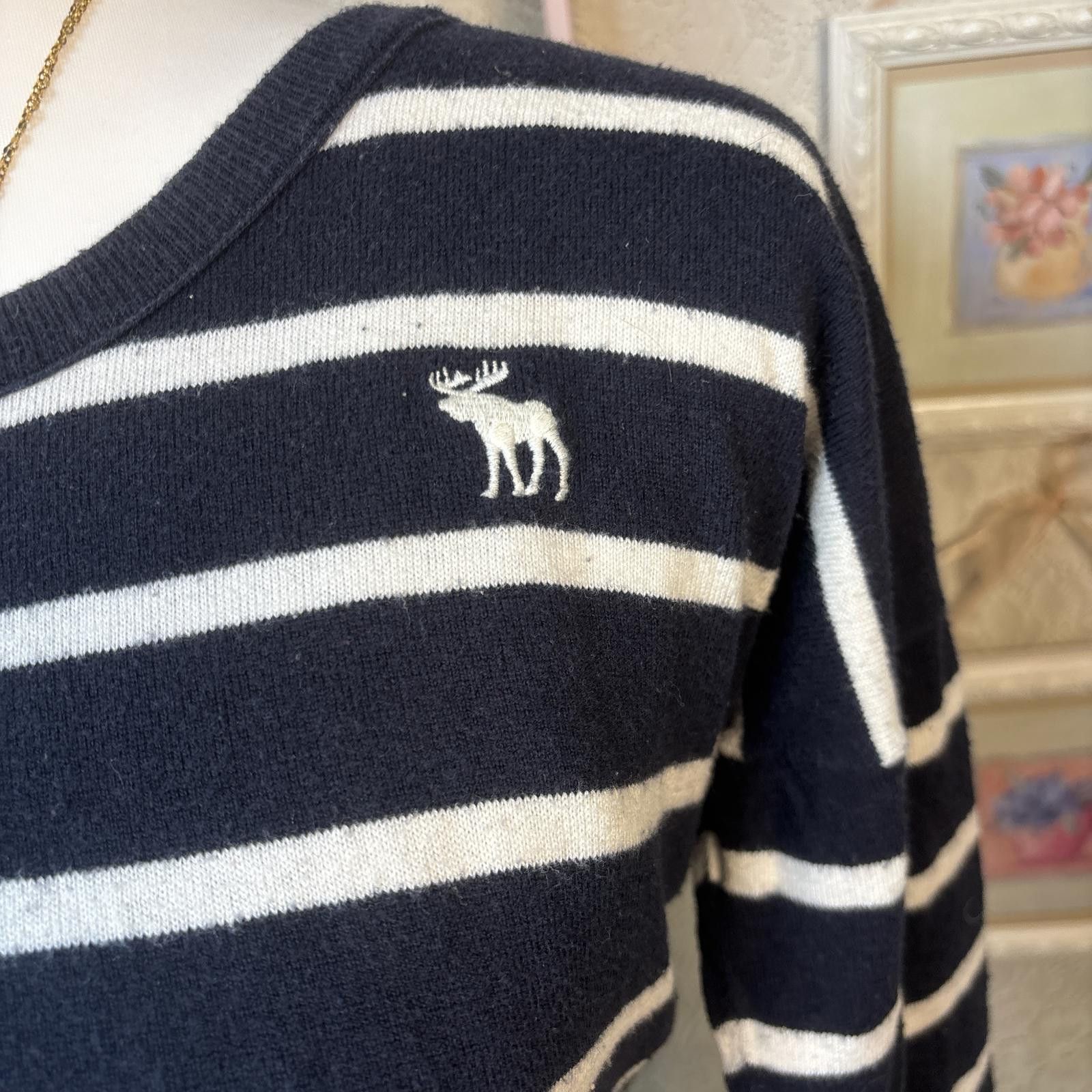 Abercrombie & Fitch y2k Abercrombie Navy striped fitted sweater Size M / US 6-8 / IT 42-44 - 3 Thumbnail