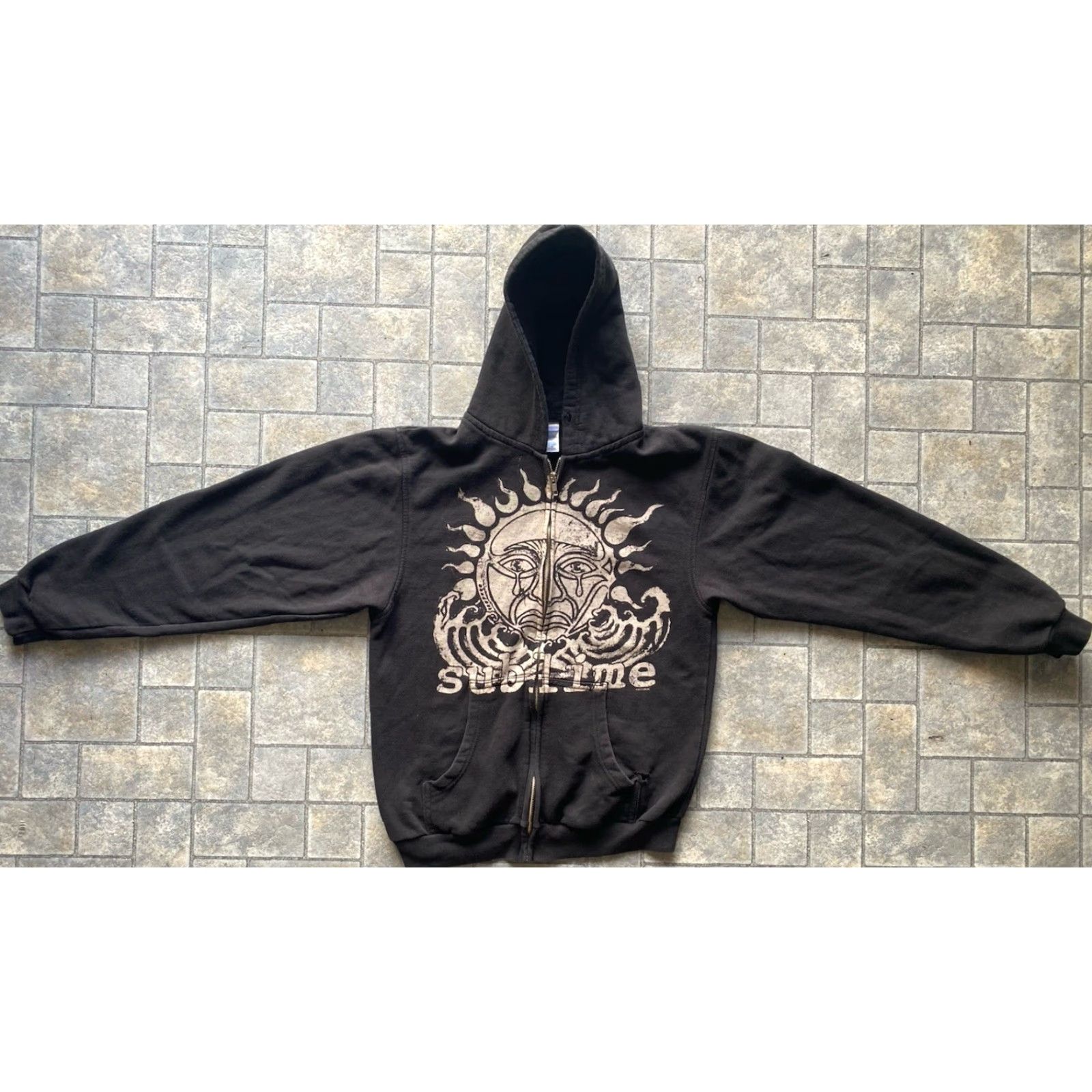 Tultex VINTAGE Sublime Tultex Hoodie WOMENS SMALL 2012 Rare Crying Sun Face Waves Black Long Sleeve Small Women Hoodie 40 OZ To Freedom Size S / US 4 / IT 40 - 2 Thumbnail