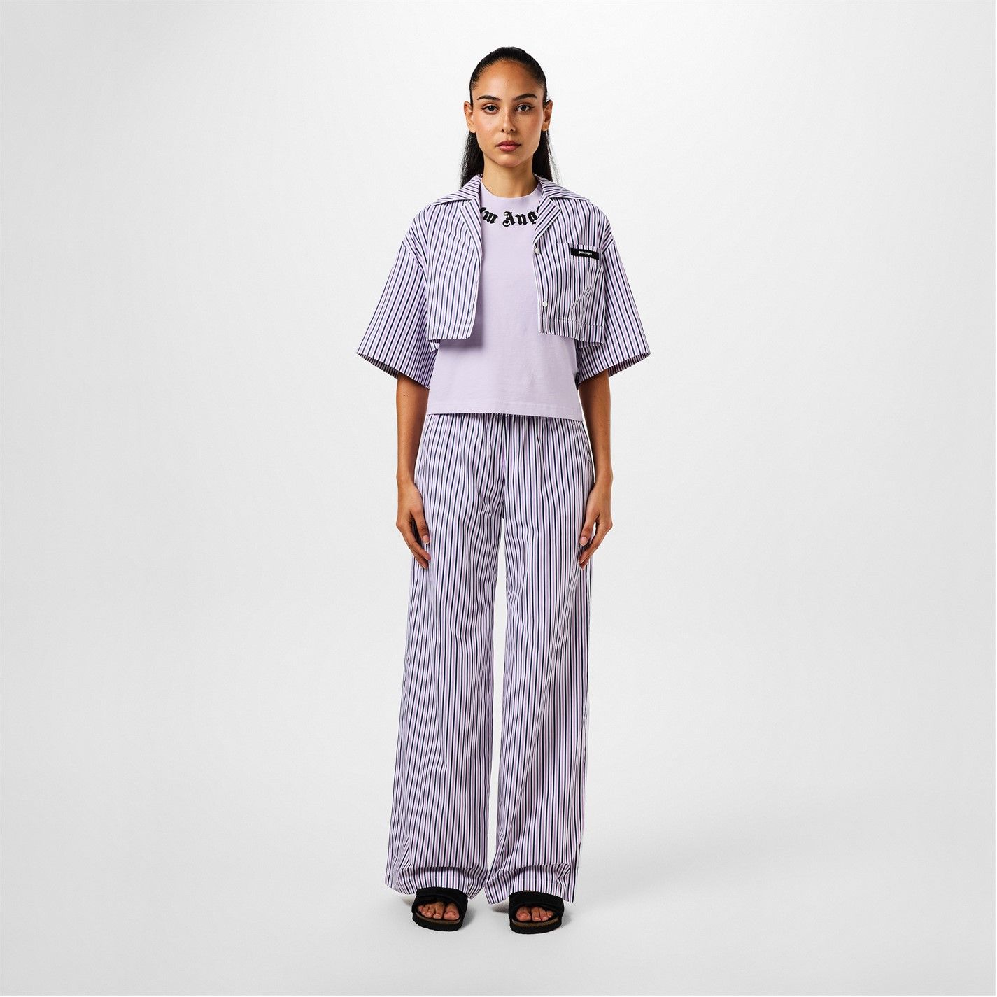 Palm Angels o1g2r1mq0325 Cropped Logo T-Shirt in Lilac Size XS / US 0-2 / IT 36-38 - 6 Thumbnail