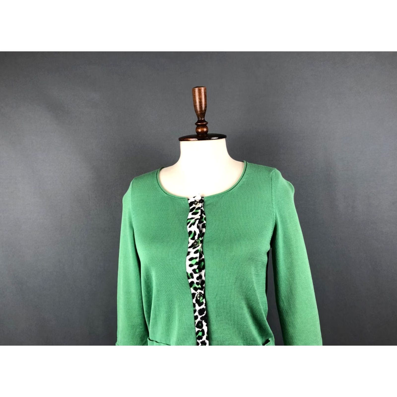Just Cavalli Just Cavalli Women Top Cotton Green S 3/4 Sleeve Button-Up Knit Casual Modern Regular Fit Size S / US 4 / IT 40 - 5 Thumbnail