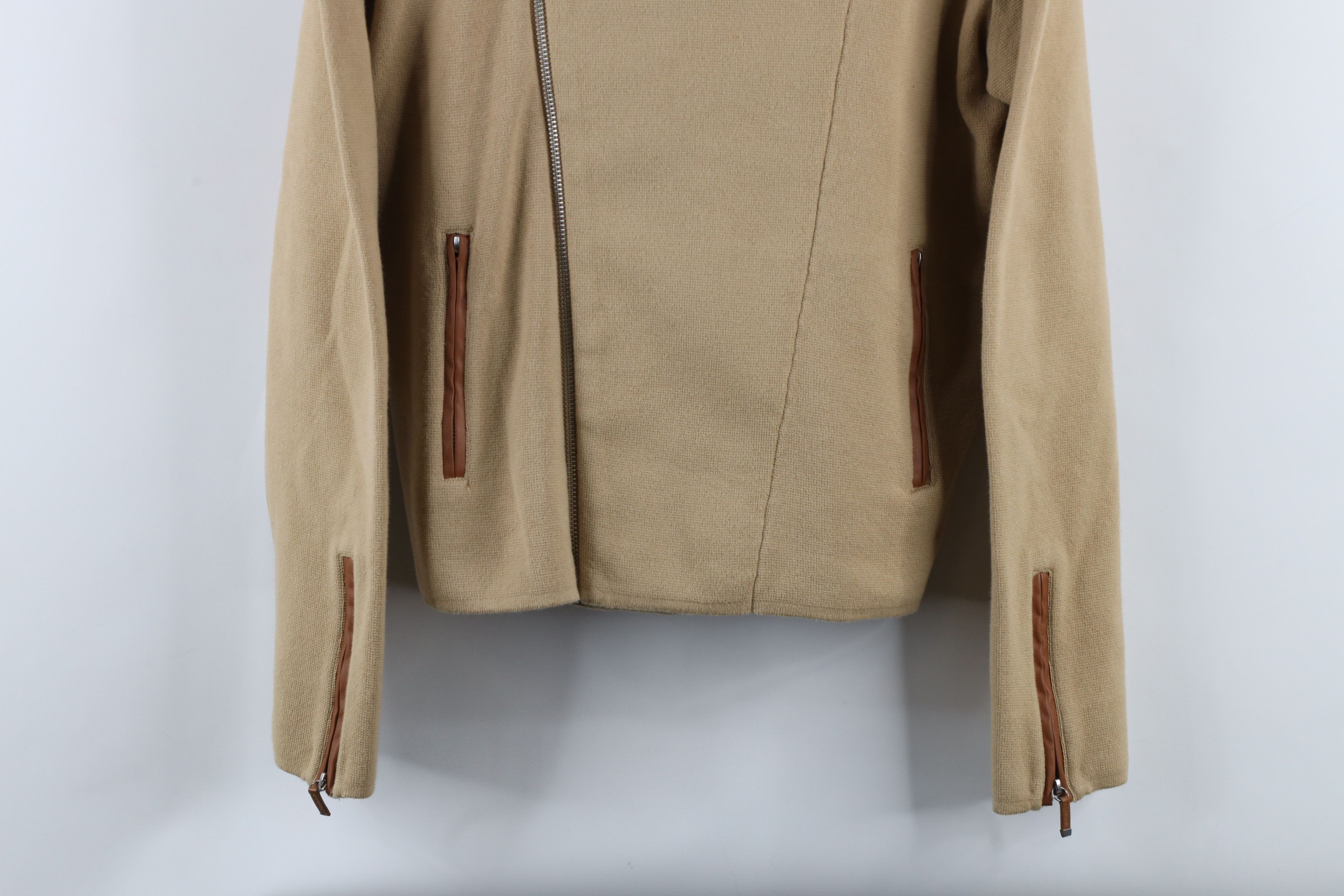 Ralph Lauren × Vintage Vintage Ralph Lauren Asymmetrical Zip Knit Sweater Beige Size XL / US 12-14 / IT 48-50 - 3 Thumbnail