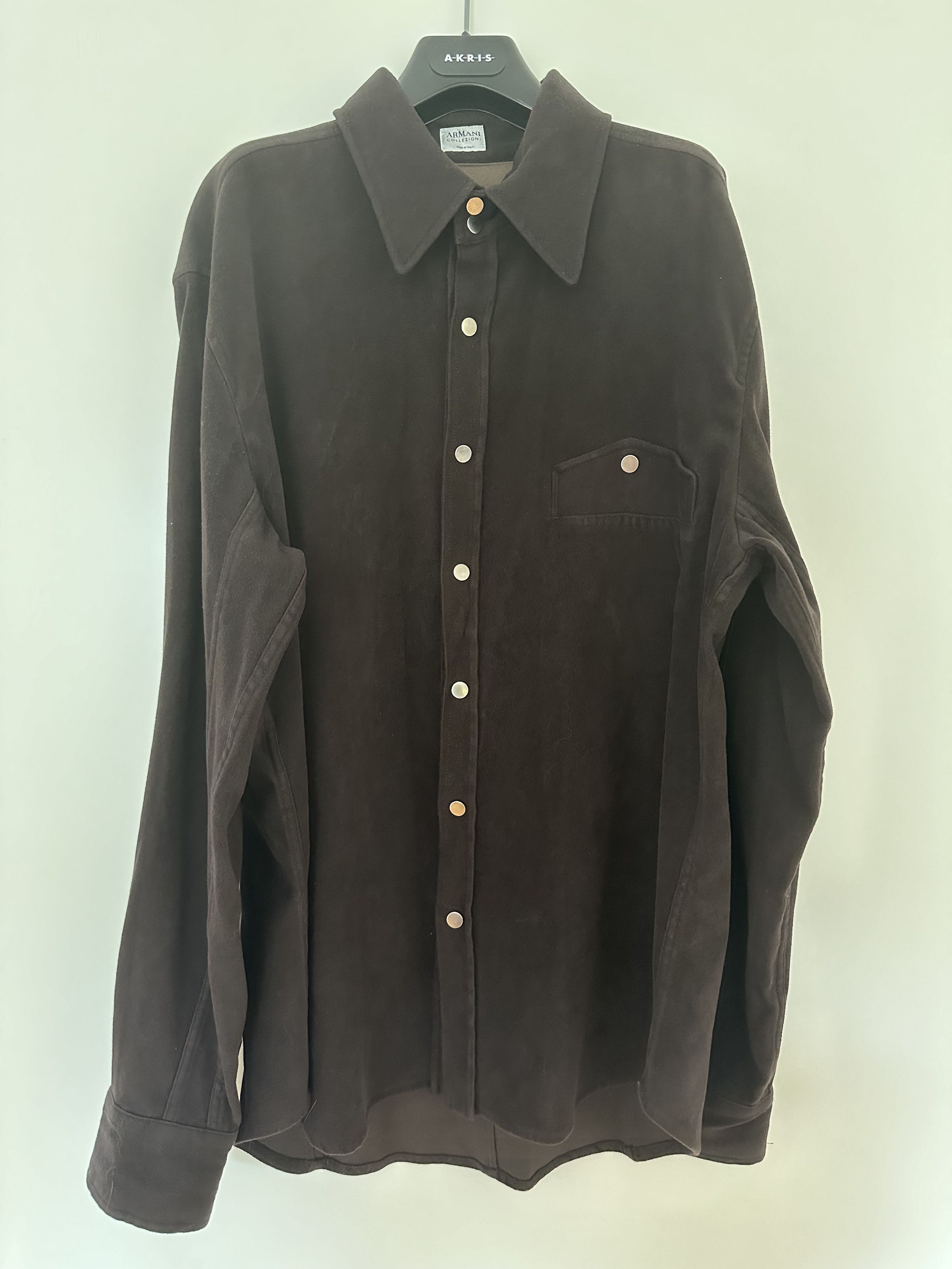 Armani Armani Collezioni Western Style Button Up Suede Shirt Size US M / EU 48-50 / 2 - 4 Thumbnail