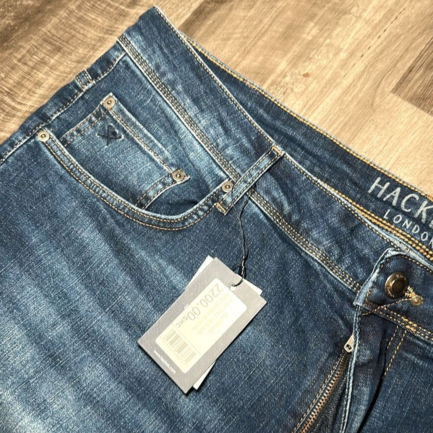 Hackett Hackett London Slim Vintage Wash Jeans - 42R Mens Denim Jeans Slim Straight Blue 32in Inseam Straight 42 Mens Vintage Wash jeans Size US 42 / EU 58 - 6 Thumbnail