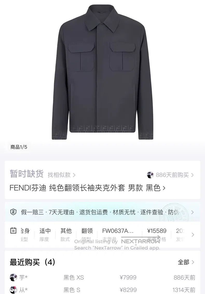 Fendi Fendi Black and Grey Washed Faded Dark Pattern Double F Pr Size US S / EU 44-46 / 1 - 7 Thumbnail