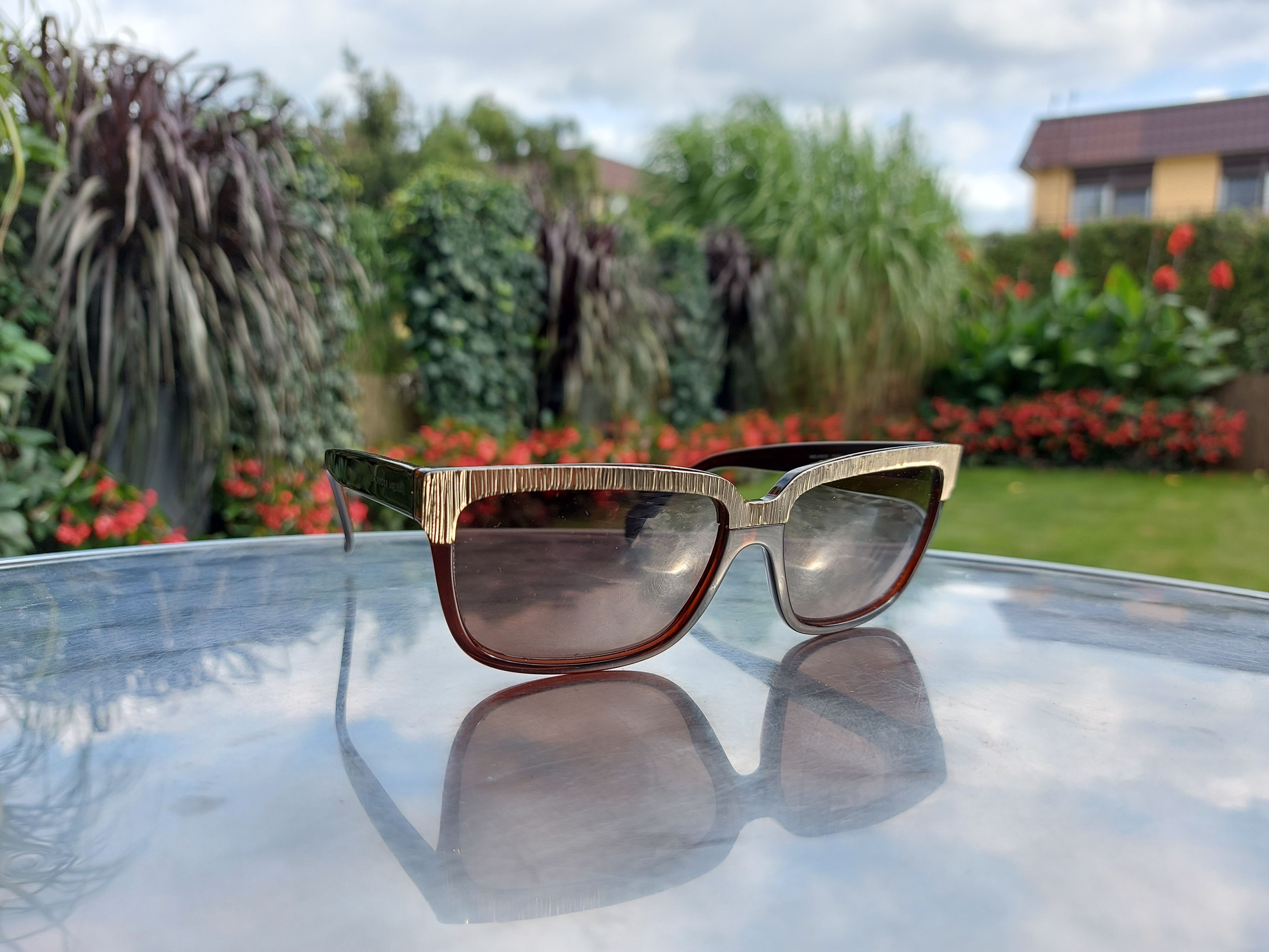 Alexander McQueen Dark Brown Havana Gold Foil Brown Lens AMQ  display picture 1