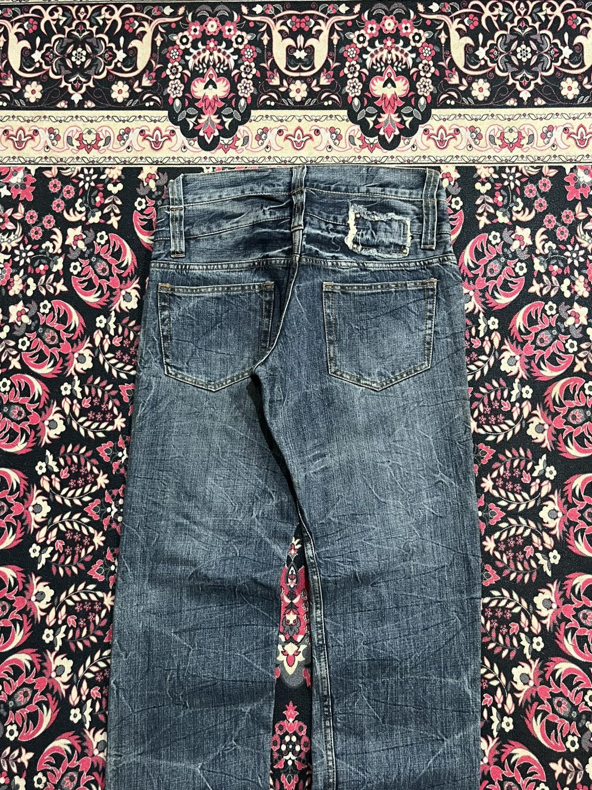 Hysteric Glamour Japanese Brand Daily News Double Waist Distressed Blue Jeans Size US 33 - 5 Thumbnail