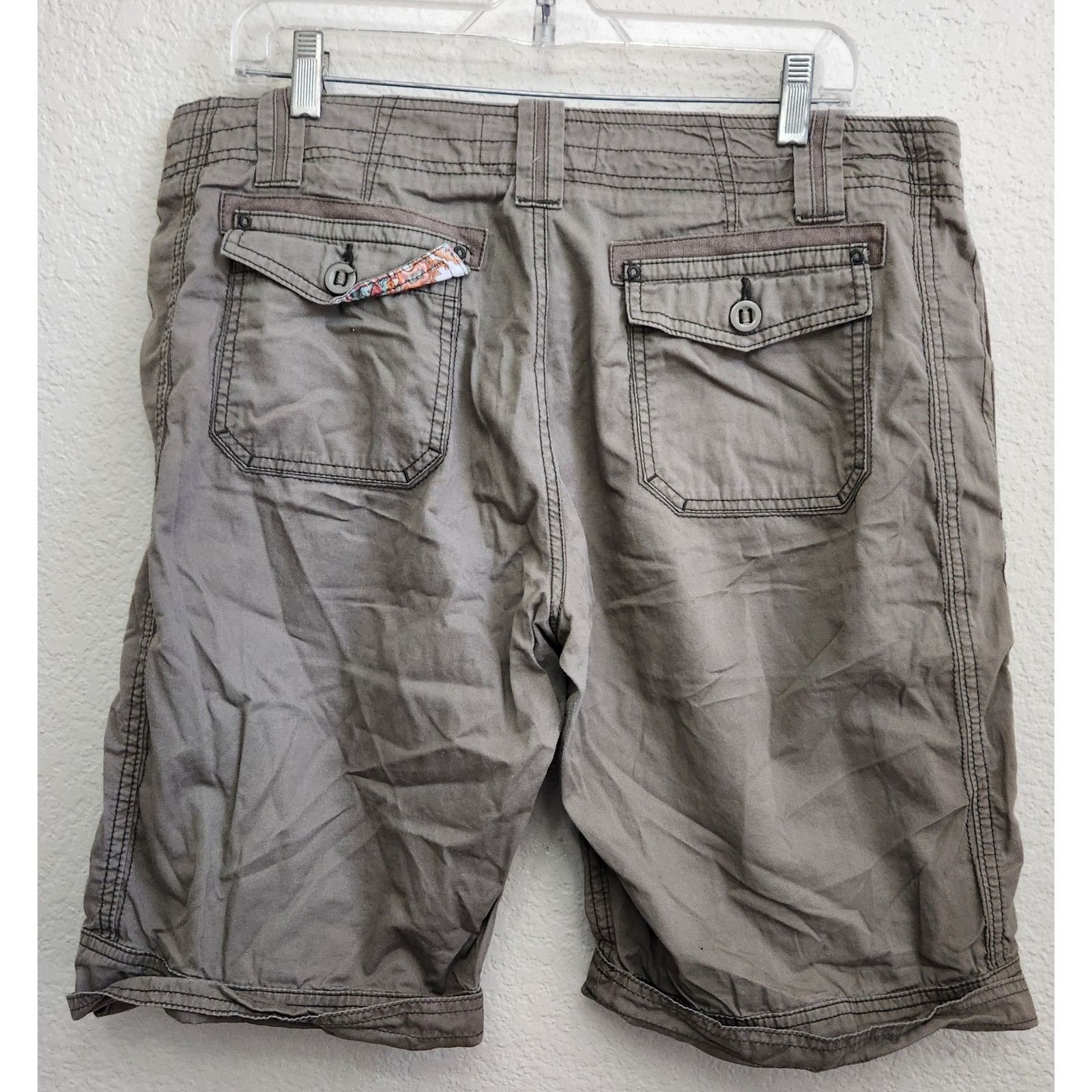 Anthropologie Aventura Anthropologie Gray Brown Arden Roll Tab Shorts 14 Size 36" / US 14 / IT 50 - 4 Thumbnail