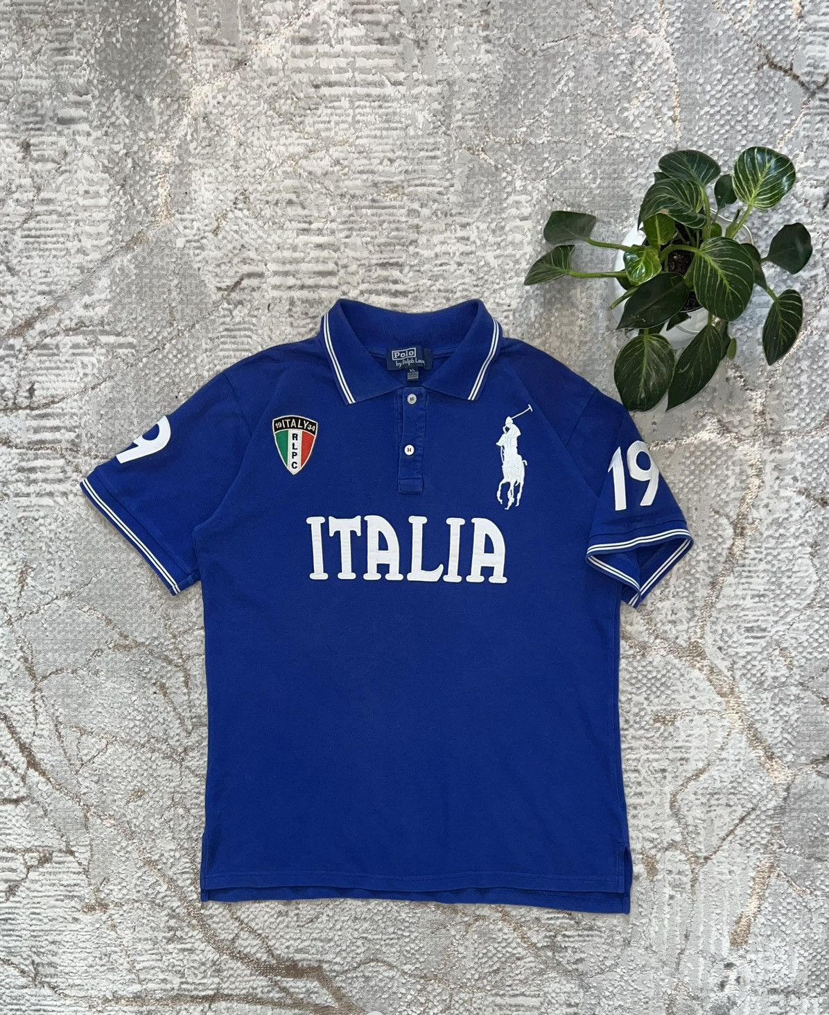 image of Polo Ralph Laurent Italia Chief Keef Polo T-Shirt Tee in Blue, Men's (Size Large)