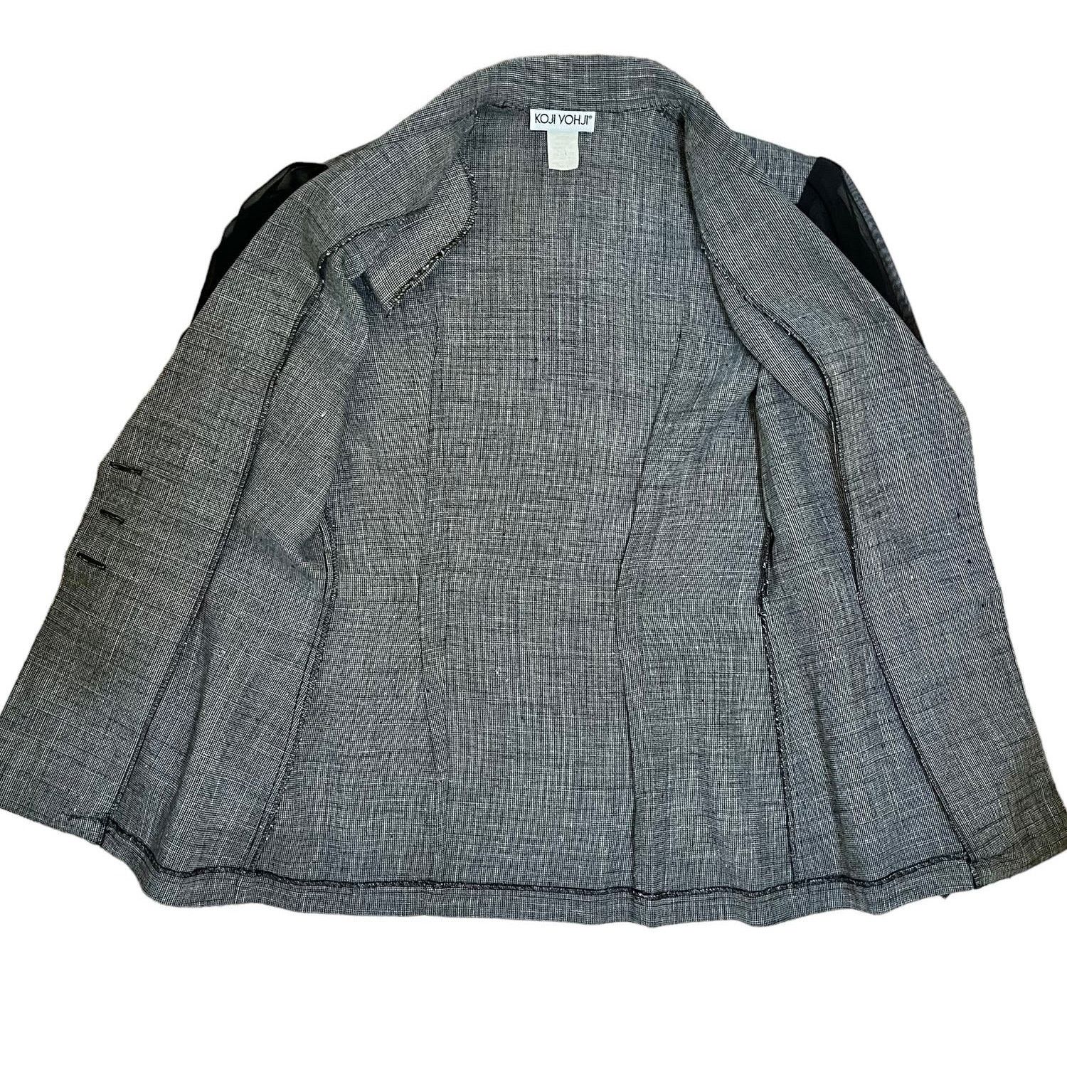 Vintage Vintage Koji Yohji Gray Blazer w/ Black Chiffon Puff Sleeves Size S / US 4 / IT 40 - 6 Thumbnail