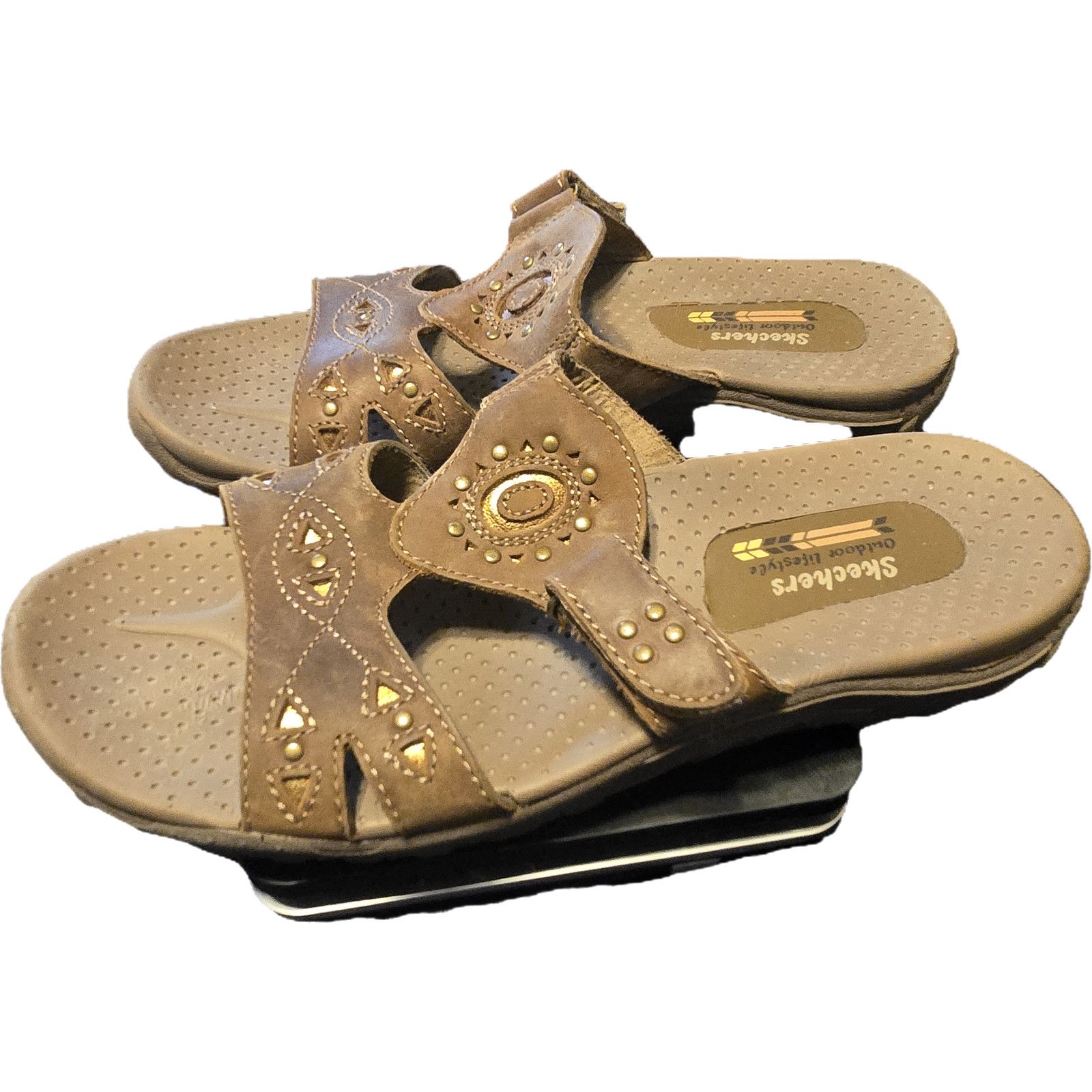 SKECHERS Skechers Outdoor Lifestyle Brown Leather Slide Sandals 8 Size US 8 / IT 38 - 8 Thumbnail