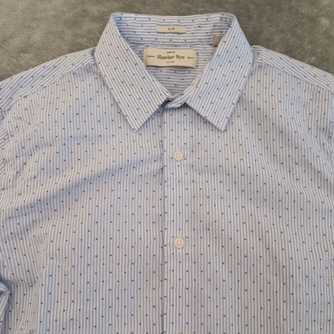 Vintage Hawker Rye Shirt Mens M Blue Polka Dot Long Sleeve Button Up Cotton Slim Size US M / EU 48-50 / 2 - 2 Thumbnail