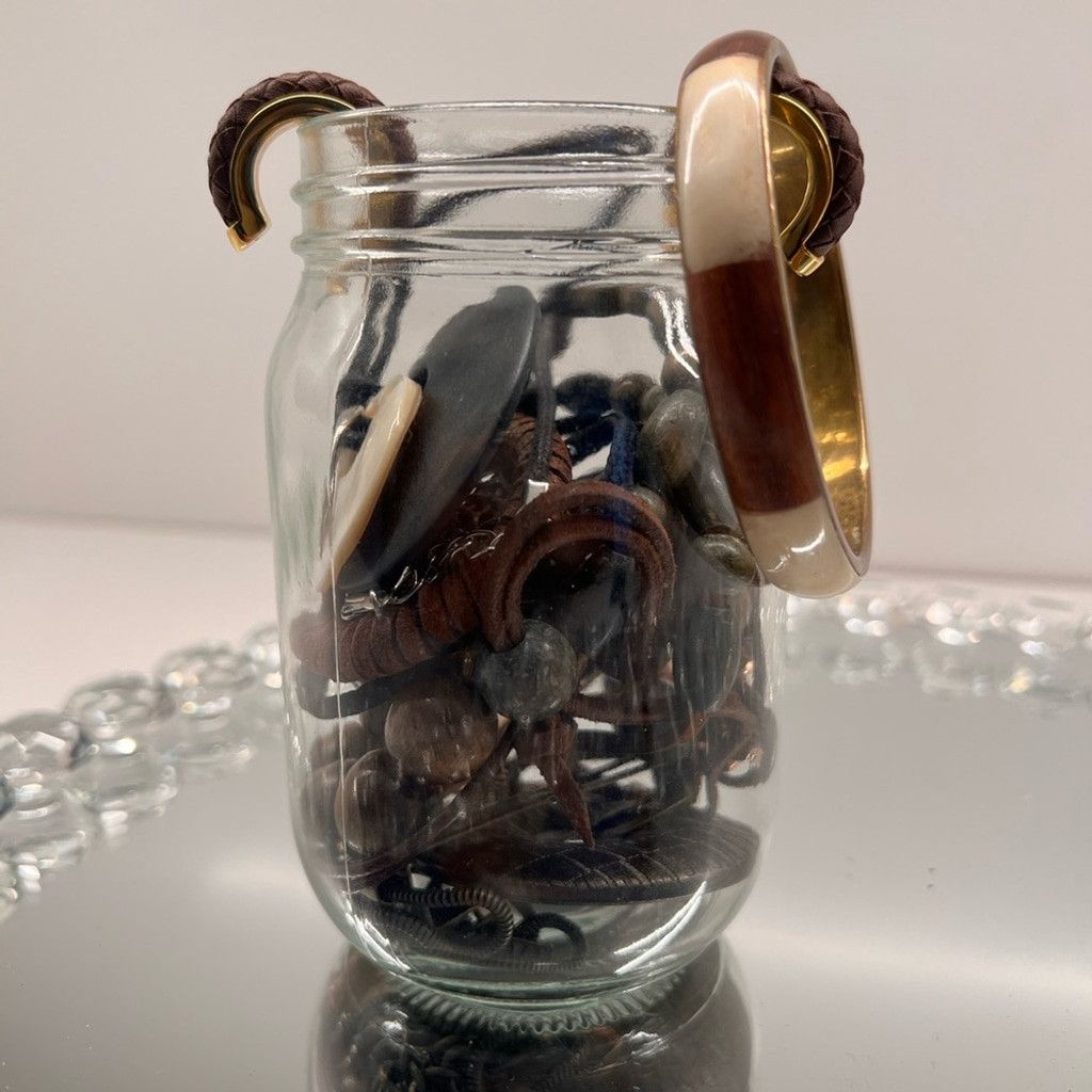 The Unbranded Brand Mystery jewellery jar, primarily wooden pieces Size ONE SIZE - 1 Thumbnail