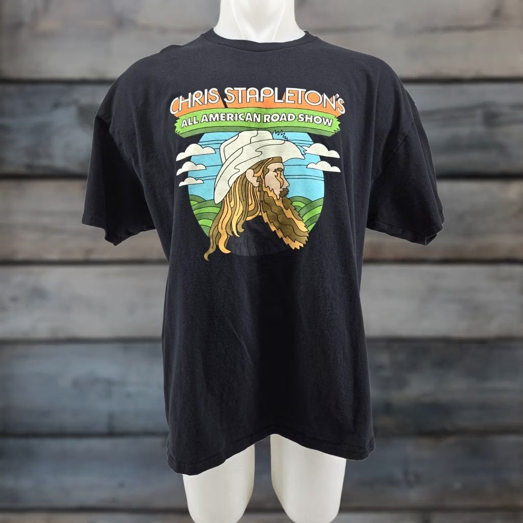 Delta VINTAGE Chris Stapleton Shirt Mens 2XL Black 2022 All American Road Show Tour Graphic Shirts Size US XXL / EU 58 / 5 - 1 Thumbnail