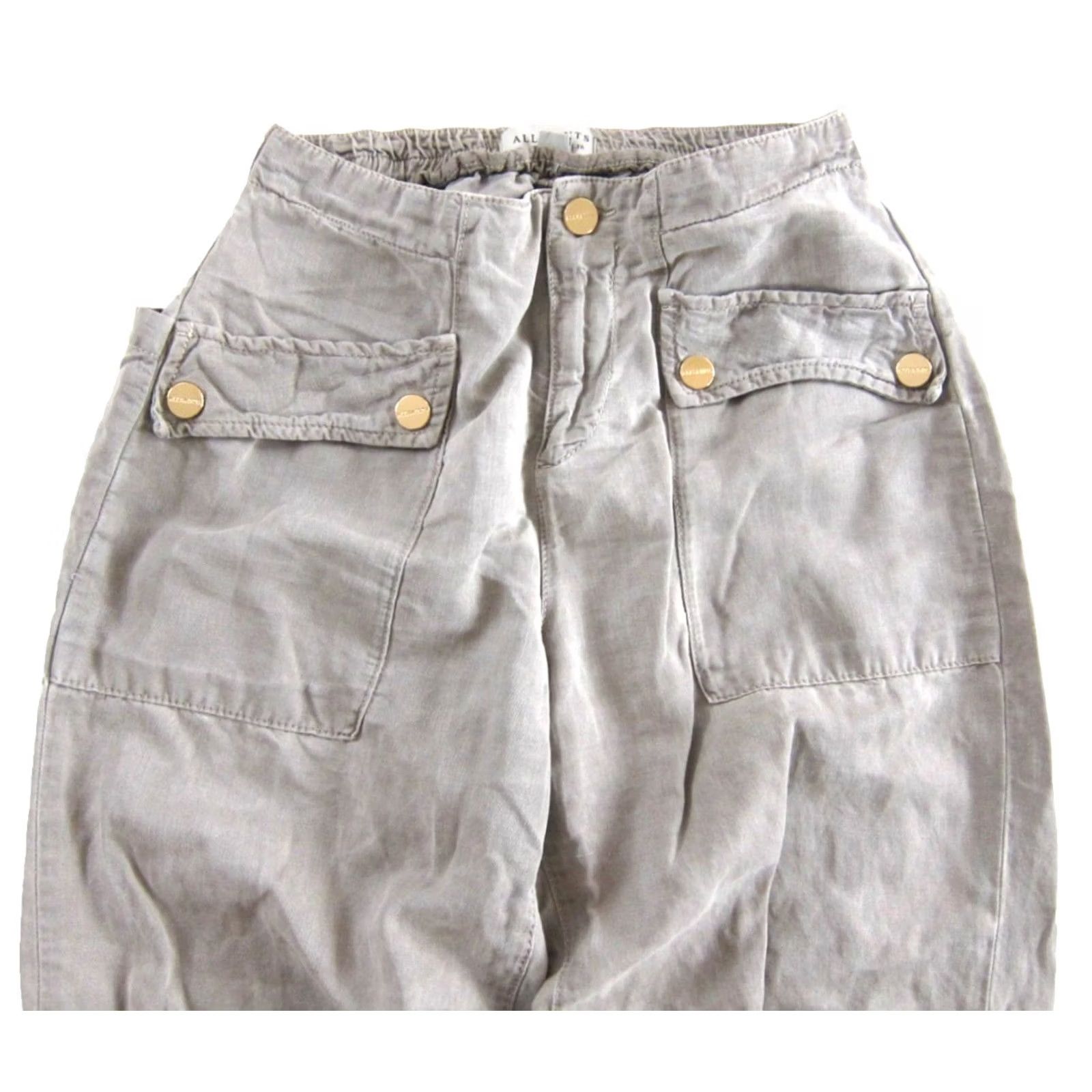 Allsaints AllSaints Val Trouser Pant Women Beige Tencel Linen Patch Pocket Cargo Jogger 4 Size 27" / US 4 / IT 40 - 4 Thumbnail