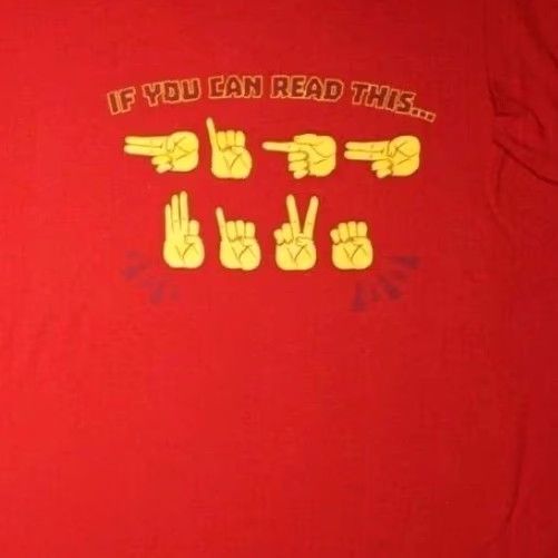 Vintage SIGN LANGUAGE If You Can Read This HIGH FIVE Men XL T-Shirt NEW Size US XL / EU 56 / 4 - 2 Thumbnail