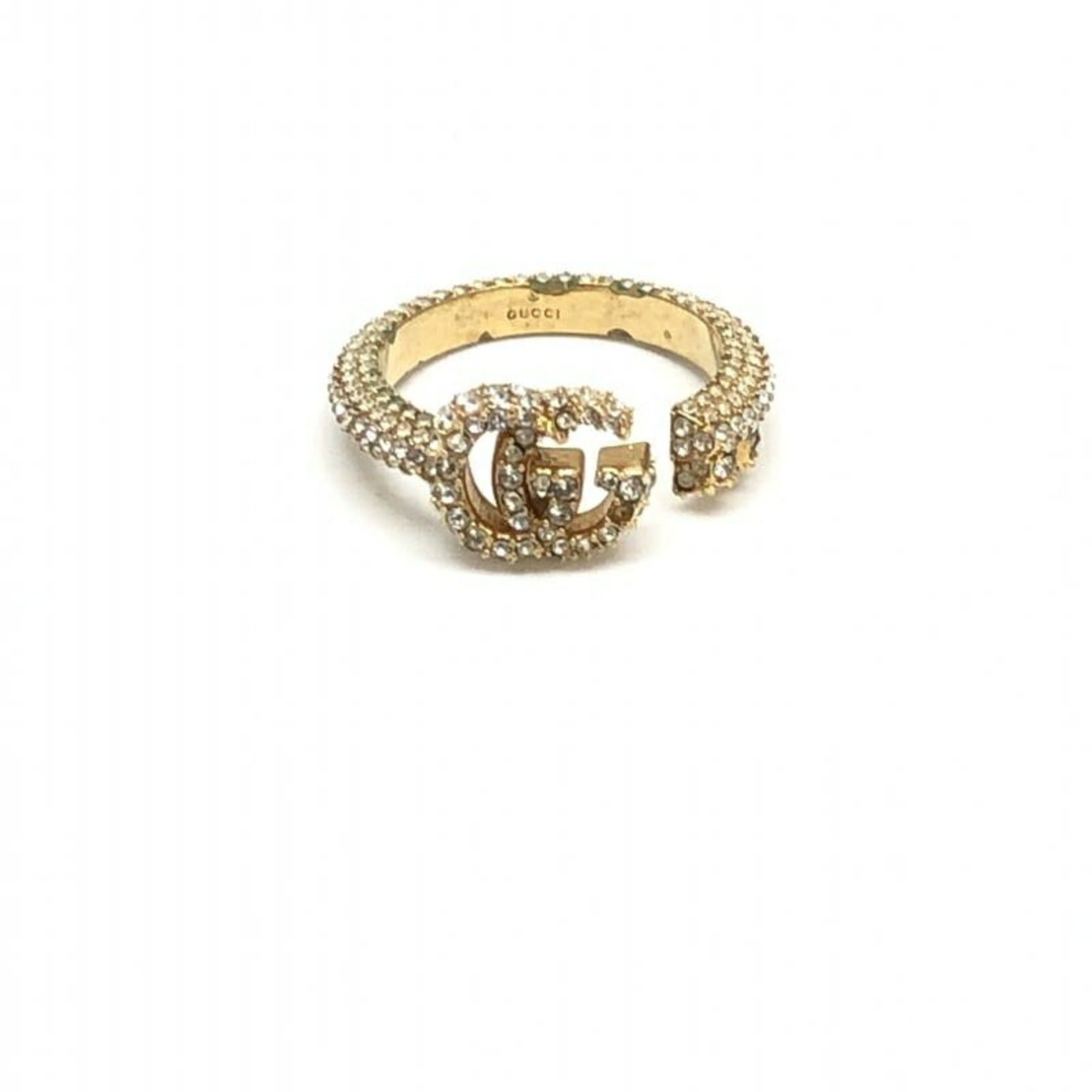 image of Gucci Double G Ring With Crystal No. 18 in Black, Women's