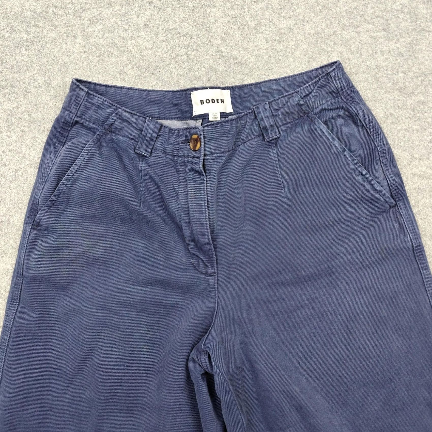 Boden Boden Pants Womens 8L Blue Twill Chino Pleated Casual Cotton Straight Leg Pants Size 30" / US 8 / IT 44 - 3 Thumbnail