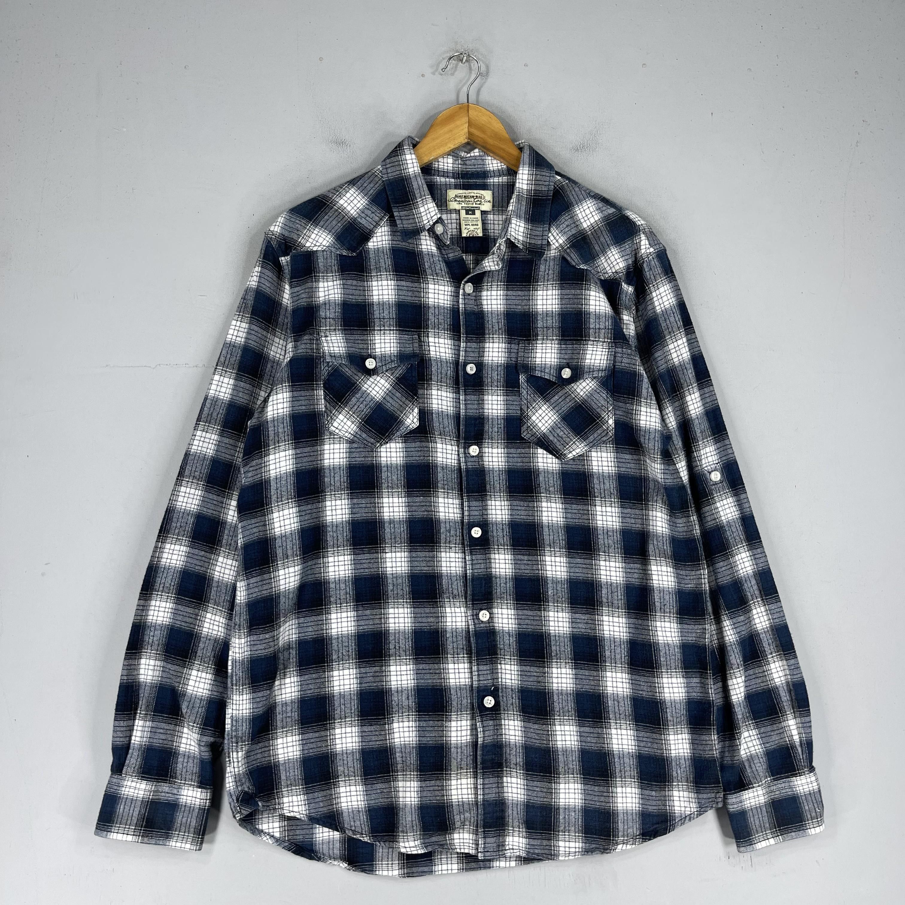 Flannel × Japanese Brand AMERICAN RAG Plaid Blue Tartan Flannel Button Up Size US M / EU 48-50 / 2 - 3 Thumbnail