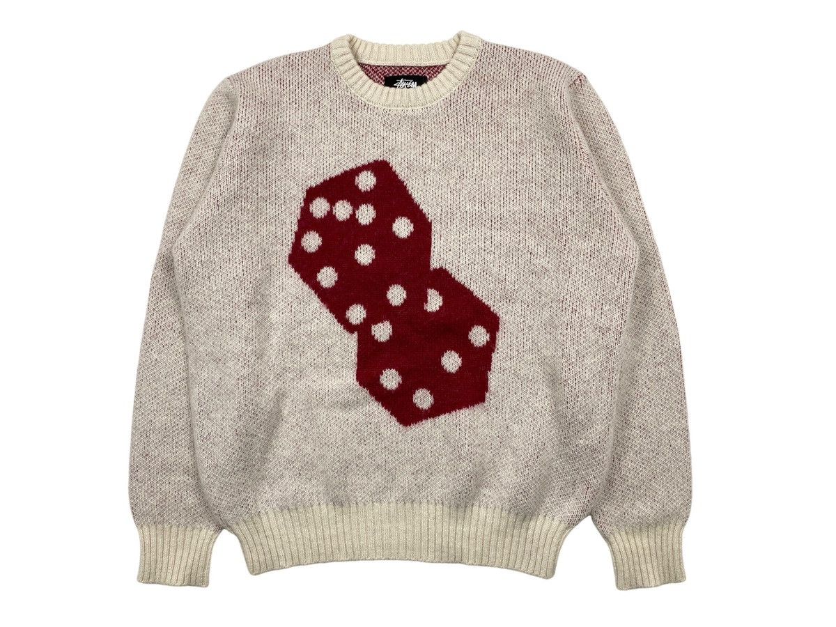 image of Stussy Dice Mohair Sweater in Red/White, Men's (Size Medium)
