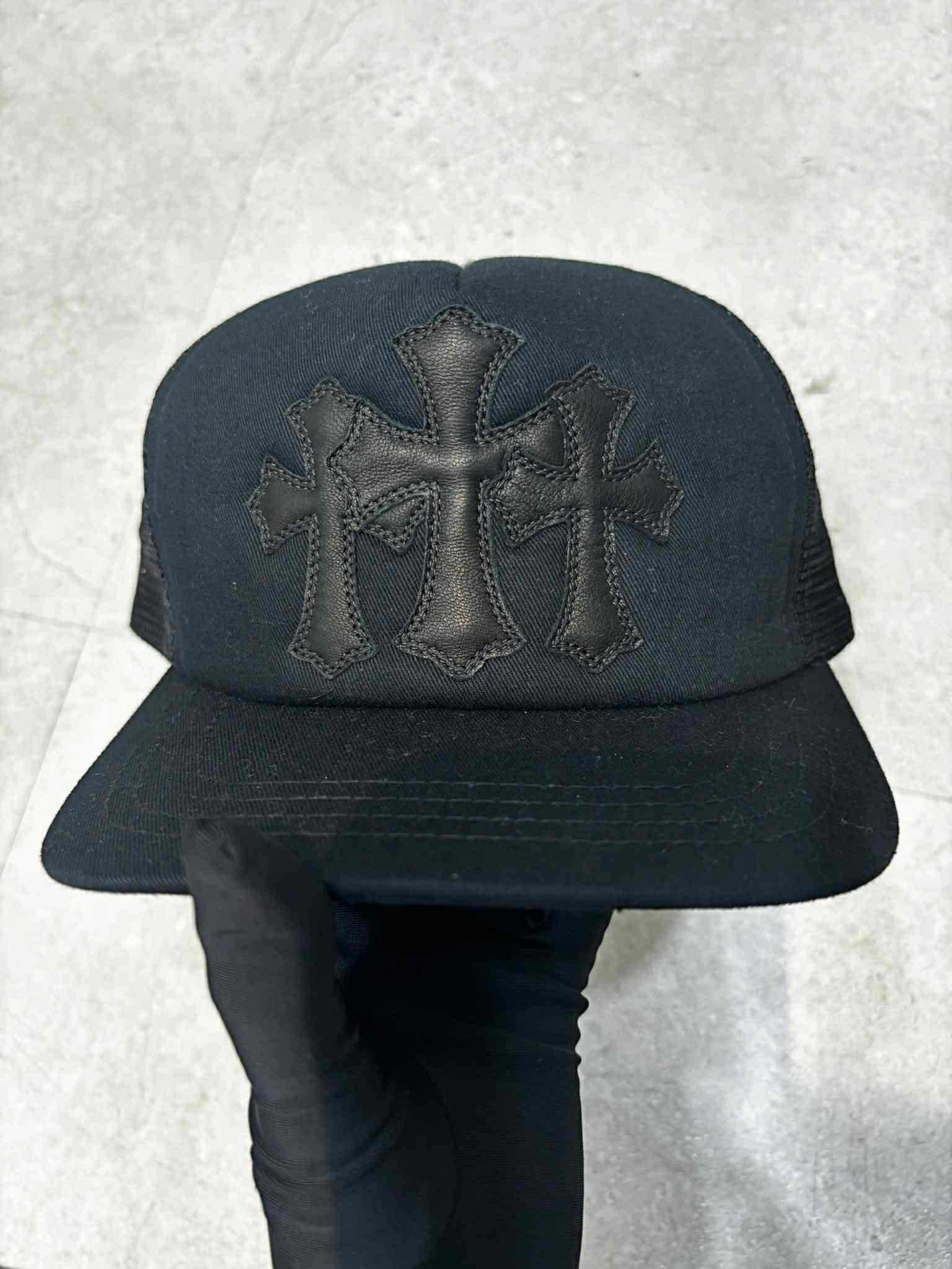 Chrome Hearts Chrome Hearts Cemetery Leather Patch Black Trucker Hat Size ONE SIZE - 8 Thumbnail