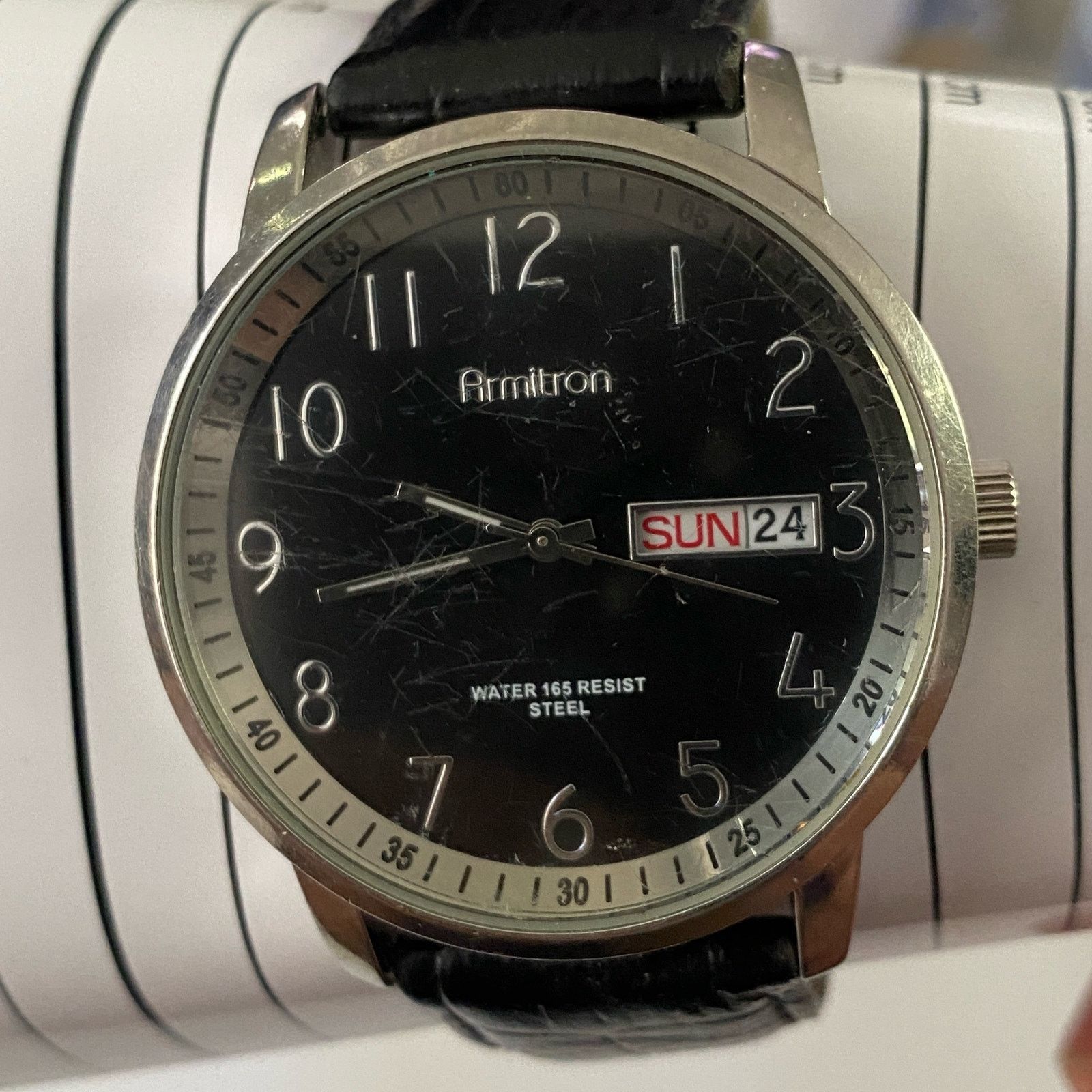 Other Armitron Day Date Stainless Steel Leather Watch New Battery Grailed