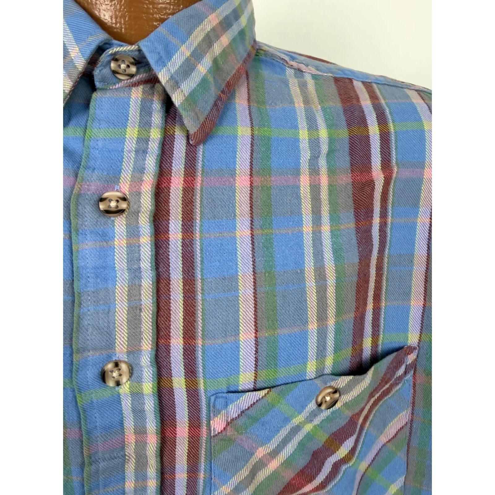 Vintage VINTAGE 80s St. John's Bay Flannel Shirt Men L Blue Plaid Lightweight Button-Up Grunge Hipster Size US L / EU 52-54 / 3 - 6 Thumbnail